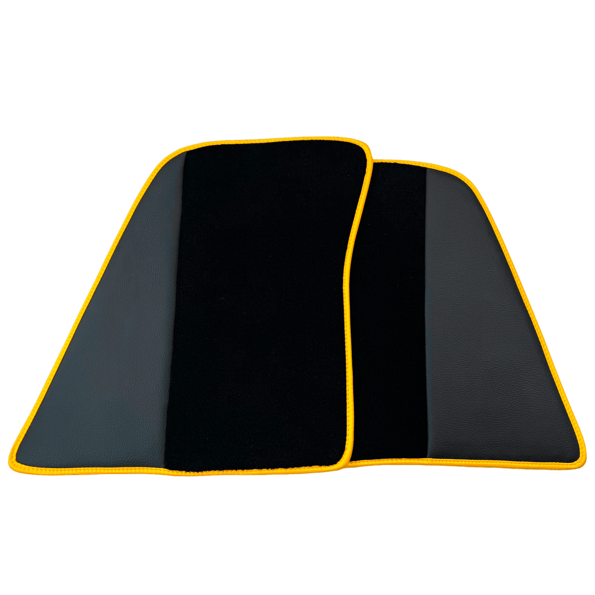 Black Floor Mats for Ferrari 296 GTB (2022-2024) with Leather and Yellow Trim - AutoWin