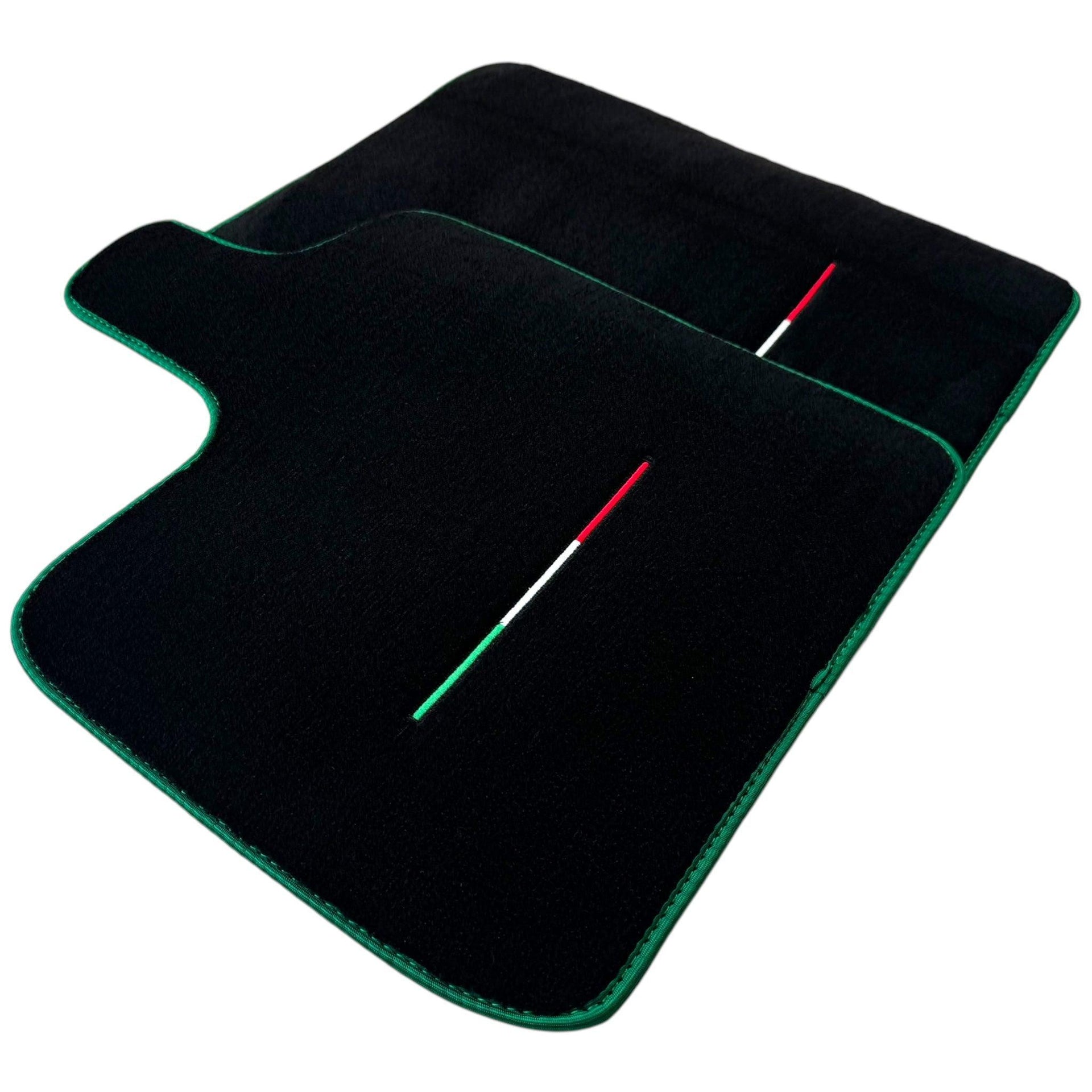 Black Floor Mats for Ferrari Purosangue with Green Trim | Italian Edition - AutoWin