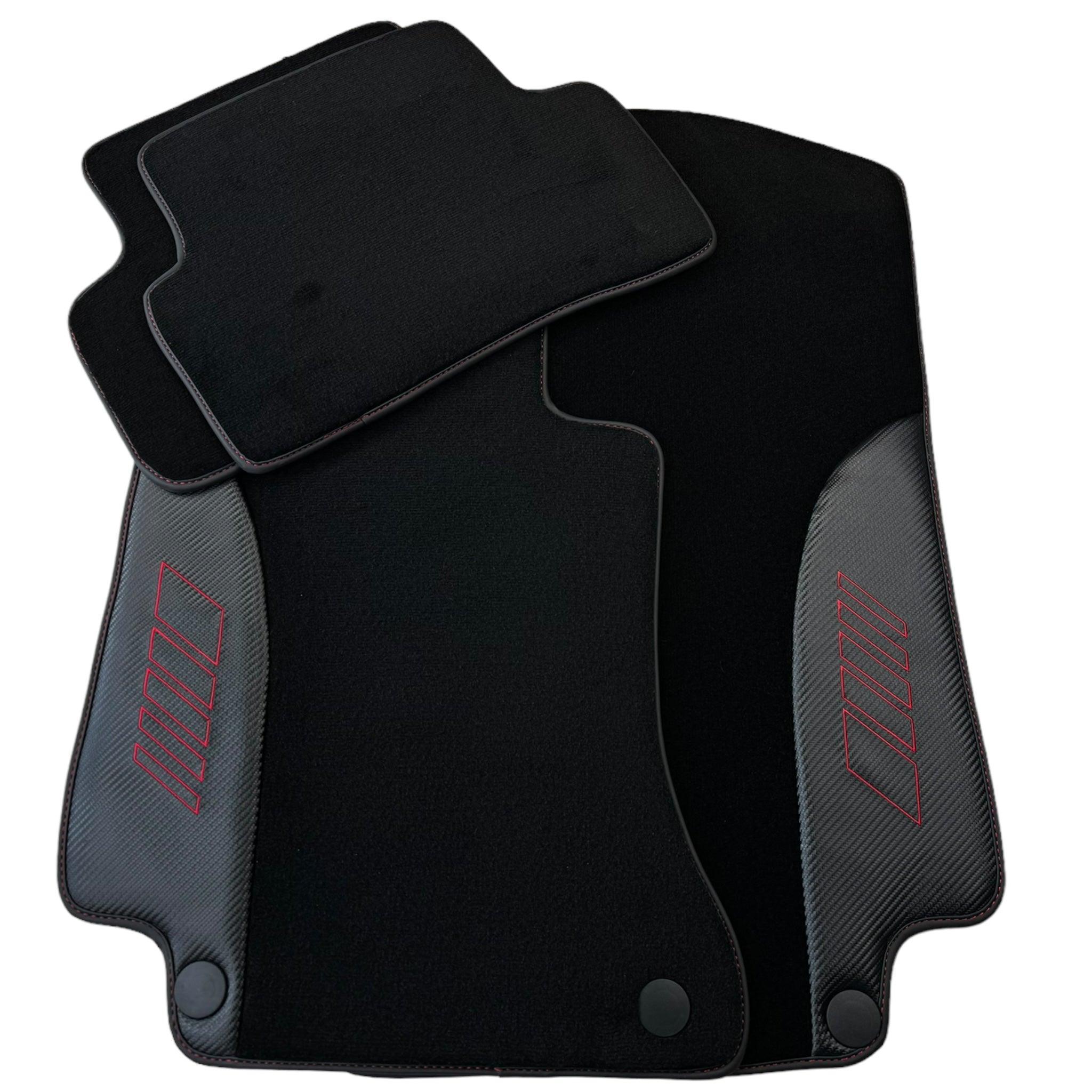 Black Floor Mats for Mercedes Benz C-Class W205 Sedan with Carbon Fiber | AutoWin Edition - AutoWin
