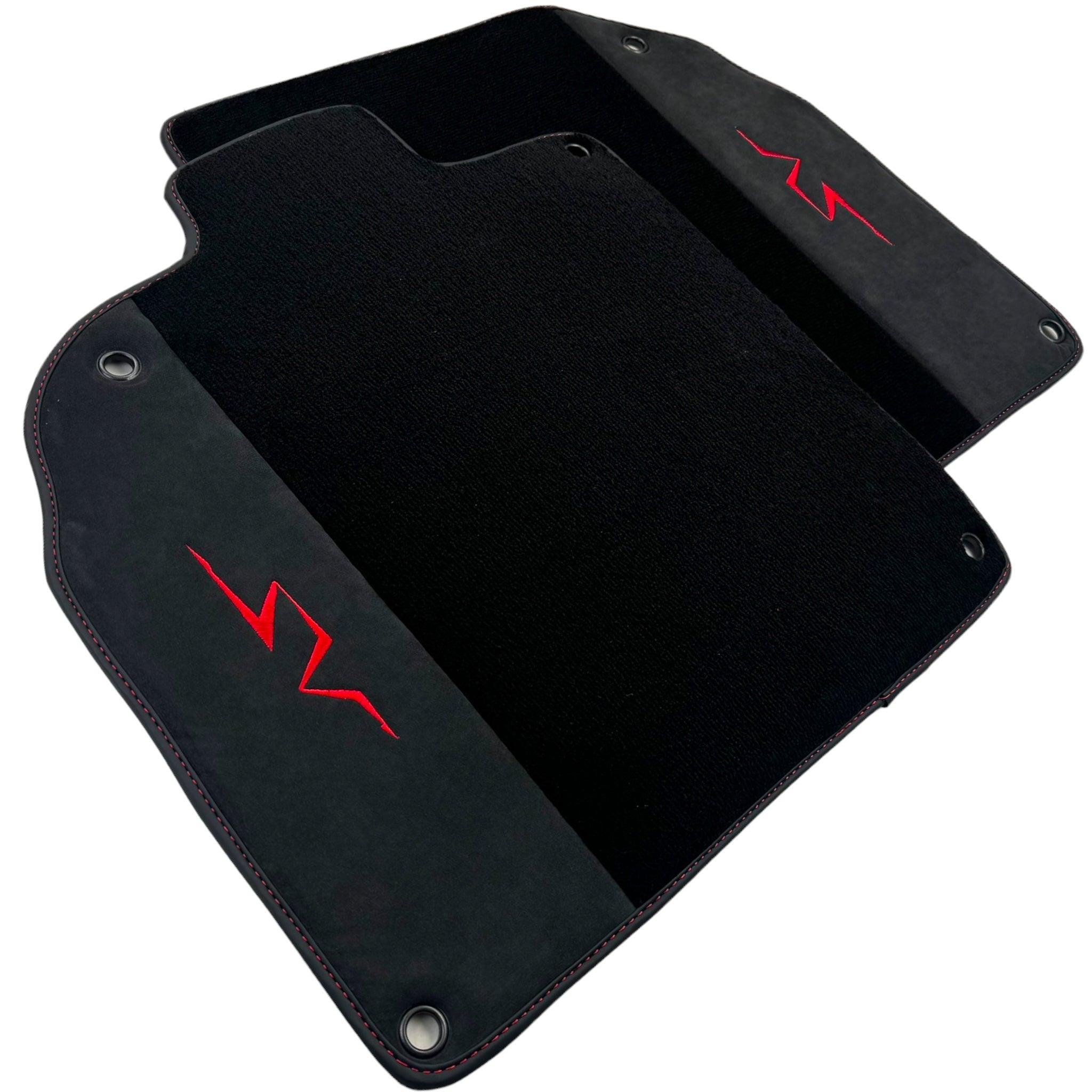 Black Floor Mats for Lamborghini Aventador SV with Alcantara Leather - AutoWin