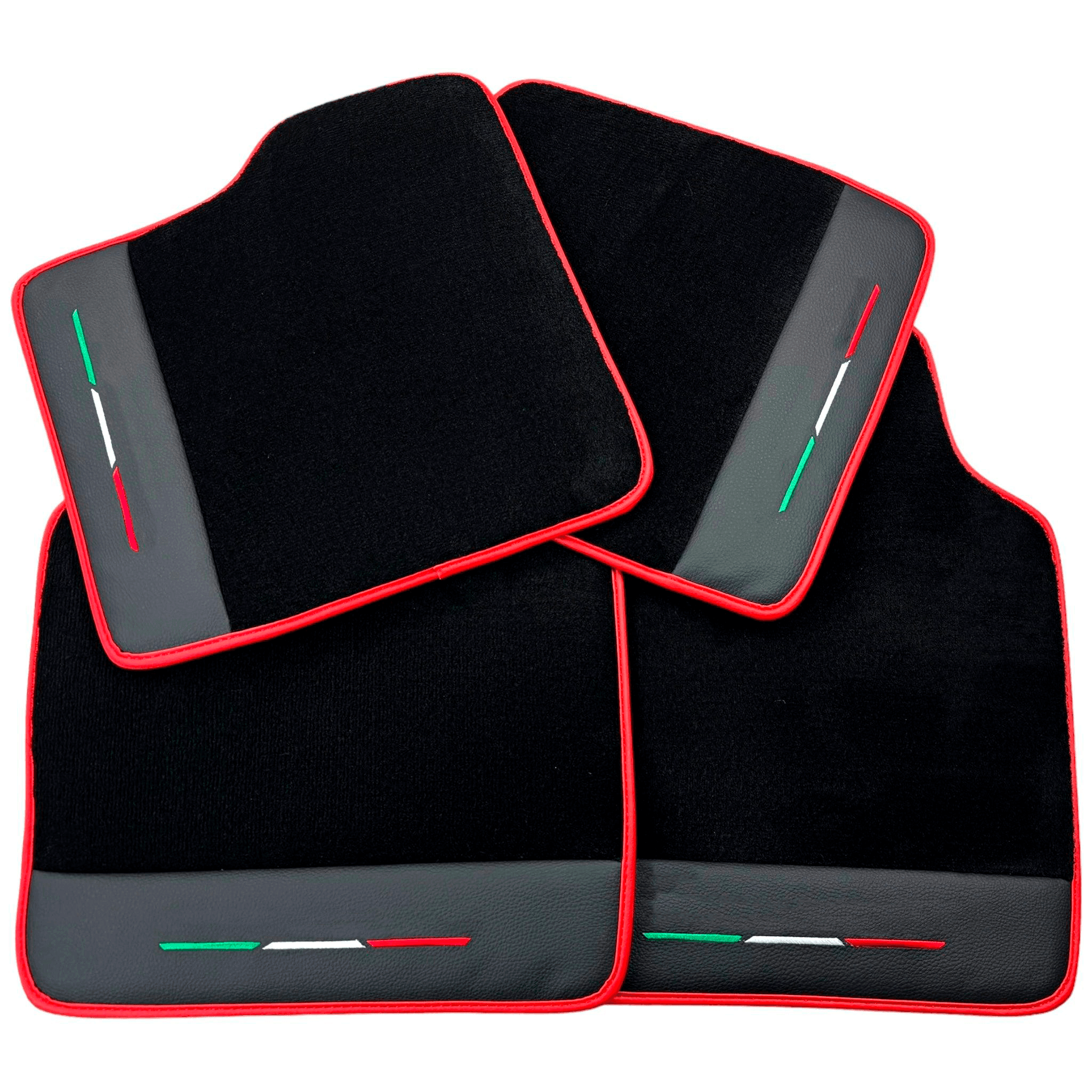 Black Floor Mats for Ferrari Purosangue with Leather and Red Trim | Italian Edition - AutoWin