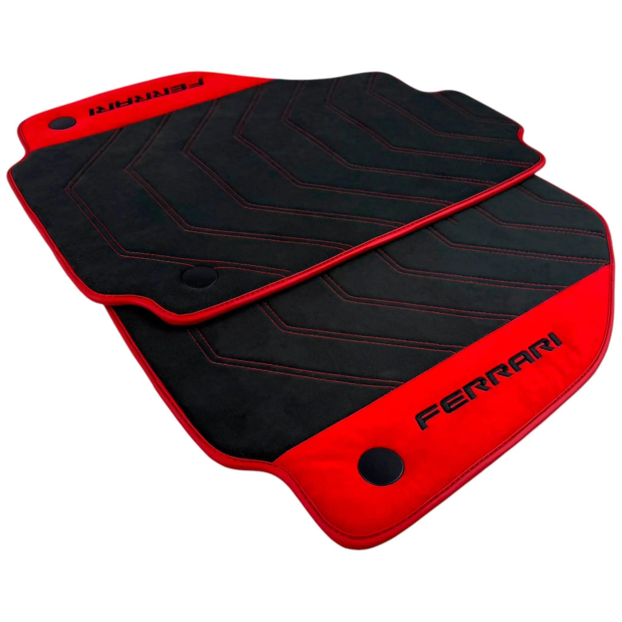 Alcantara Black Floor Mats for Ferrari 458 Spider (2012-2015) with Red Alcantara