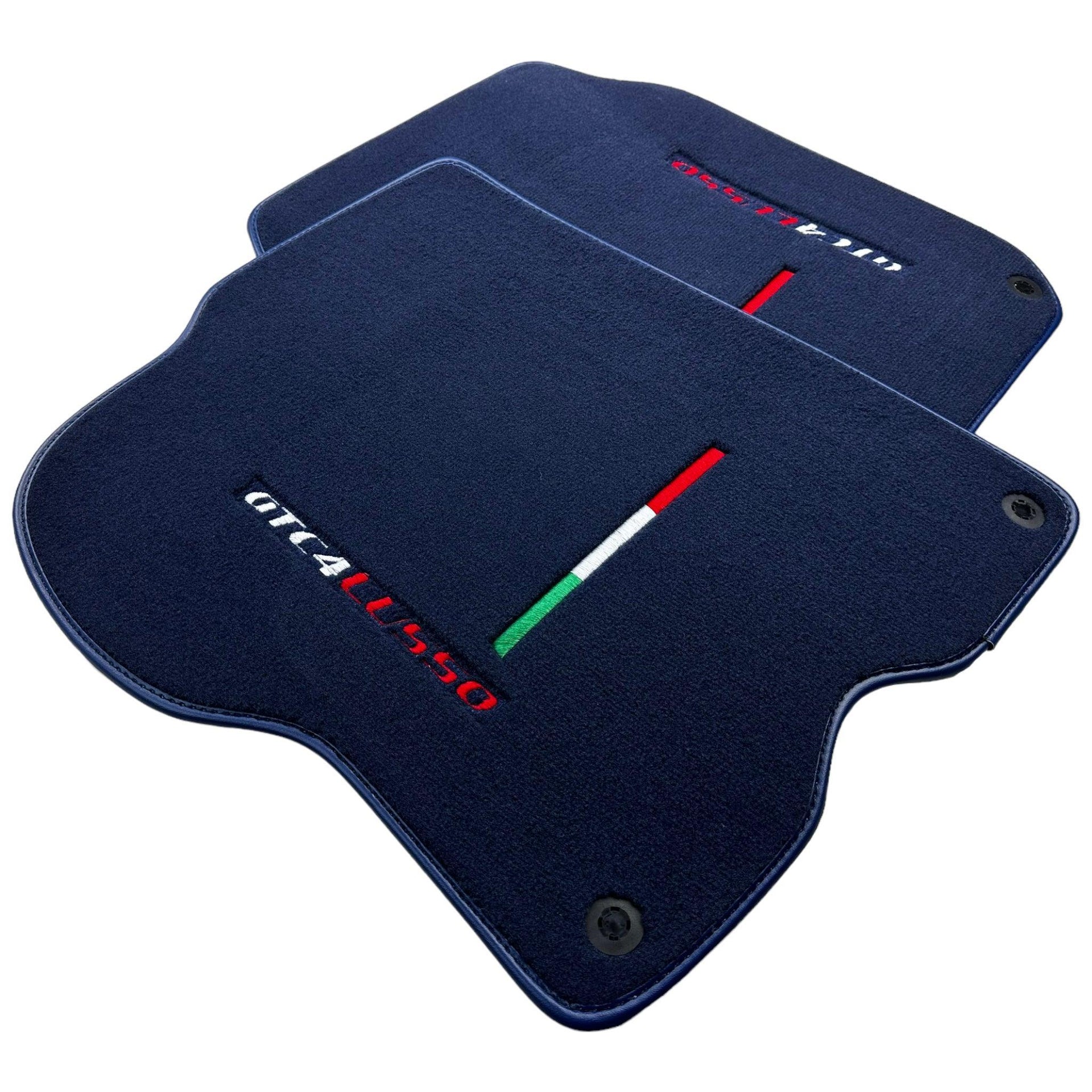 Dark Blue Floor Mats For Ferrari GTC4 Lusso (2016-2023) Italian Edition - AutoWin