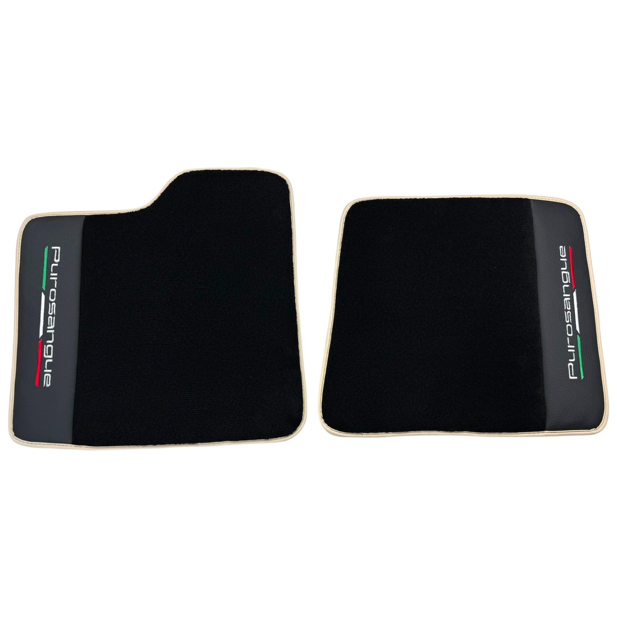 Black Floor Mats for Ferrari Purosangue with Leather and Beige Trim | Italian Edition - AutoWin