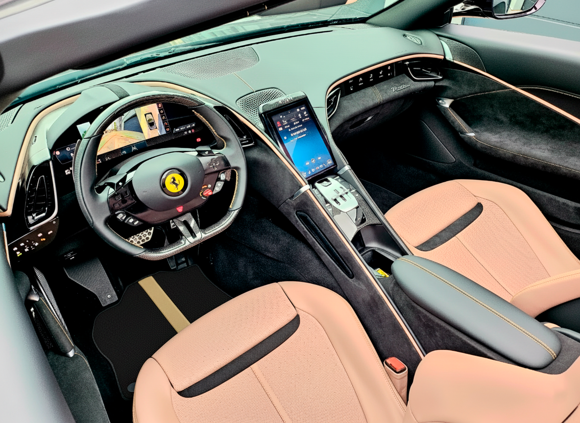 Dark Blue Floor Mats For Ferrari GTC4 Lusso (2016-2023) Italian Edition - AutoWin