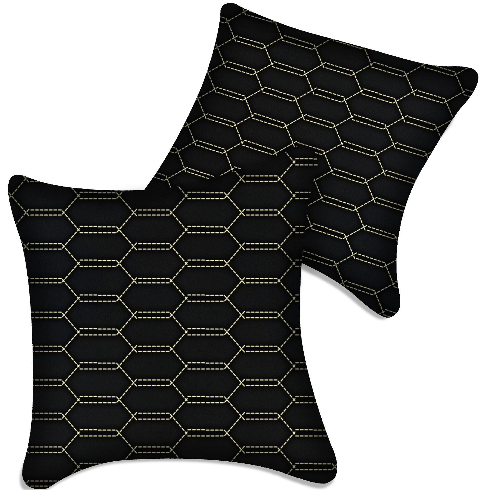 Customizable Black Leather Pillows Set of 2 for All Vehicles