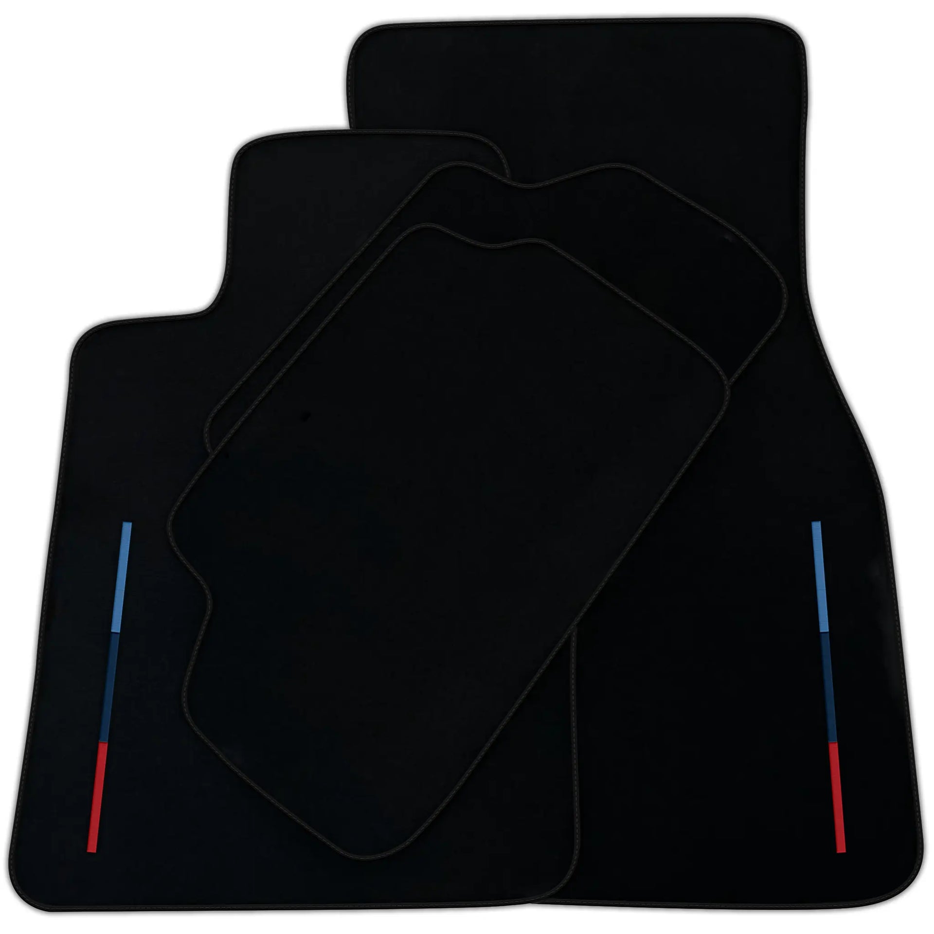 Black Floor Mats For BMW 3 Series E91 5-door Touring With 3 Color Stripes Tailored Set Perfect Fit | Various Trim Colors