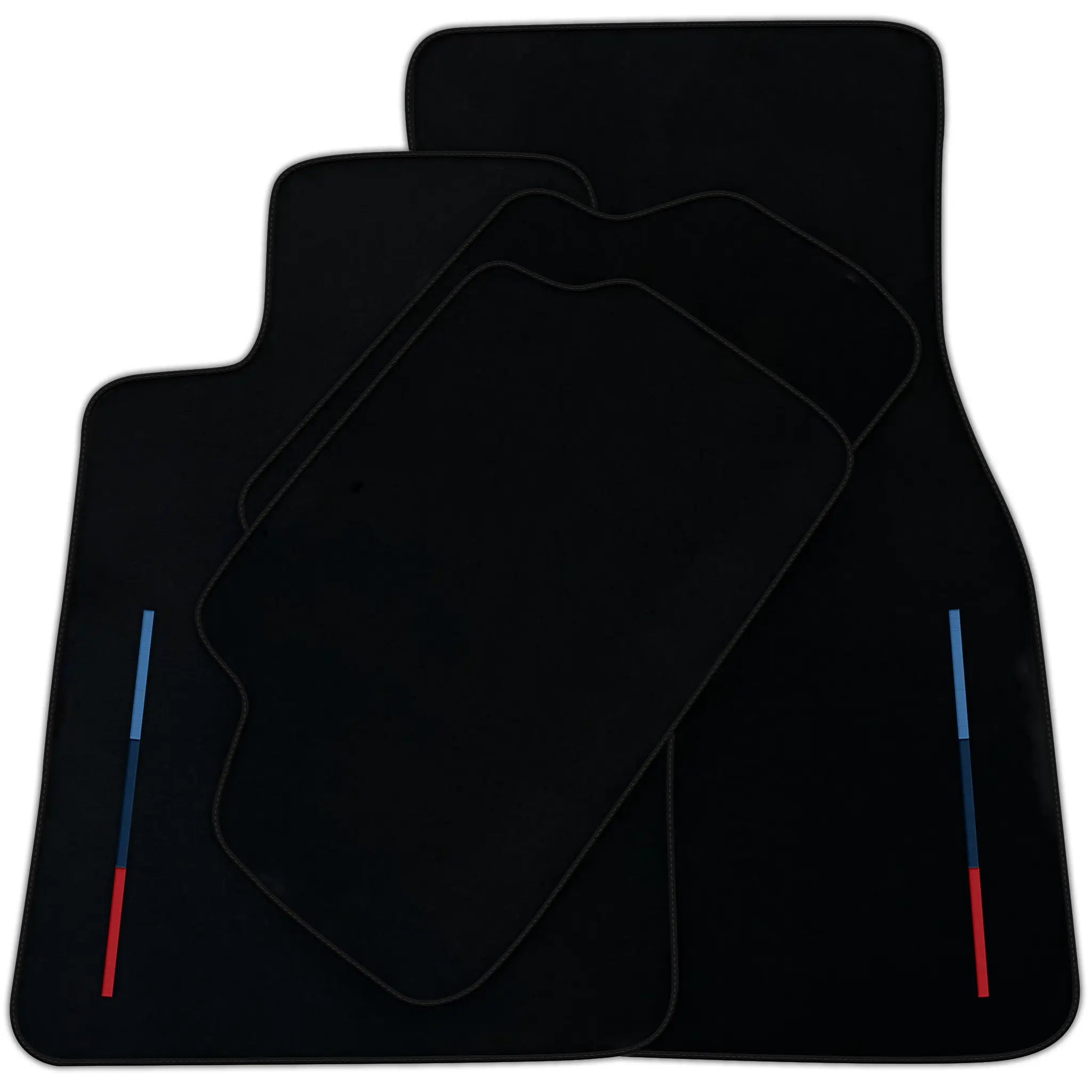 Black Floor Mats For BMW iX1 - U11 SUV With 3 Color Stripes Tailored Set Perfect Fit | Various Trim Color