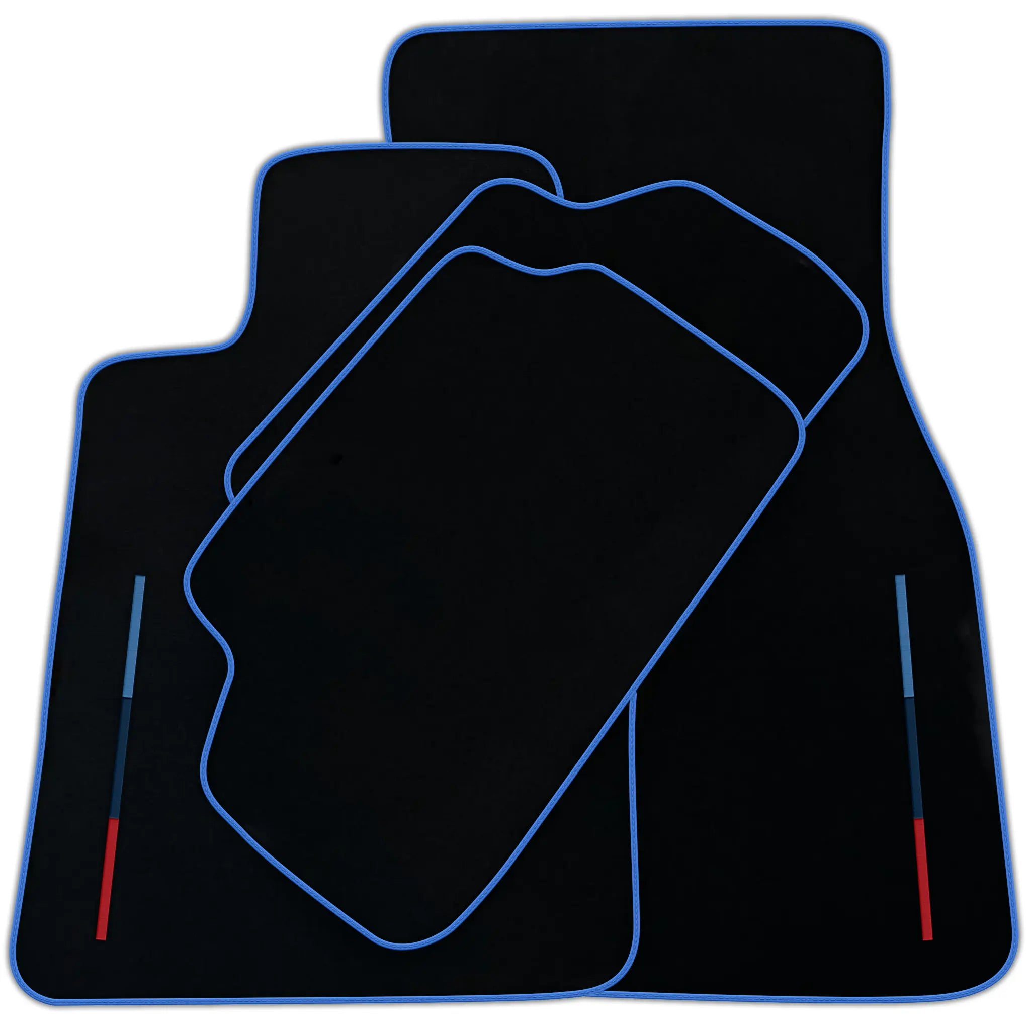 Black Floor Mats for BMW i5 (2024-2026) with 3 Color Stripes Tailored Set Perfect Fit | Various Trim Color