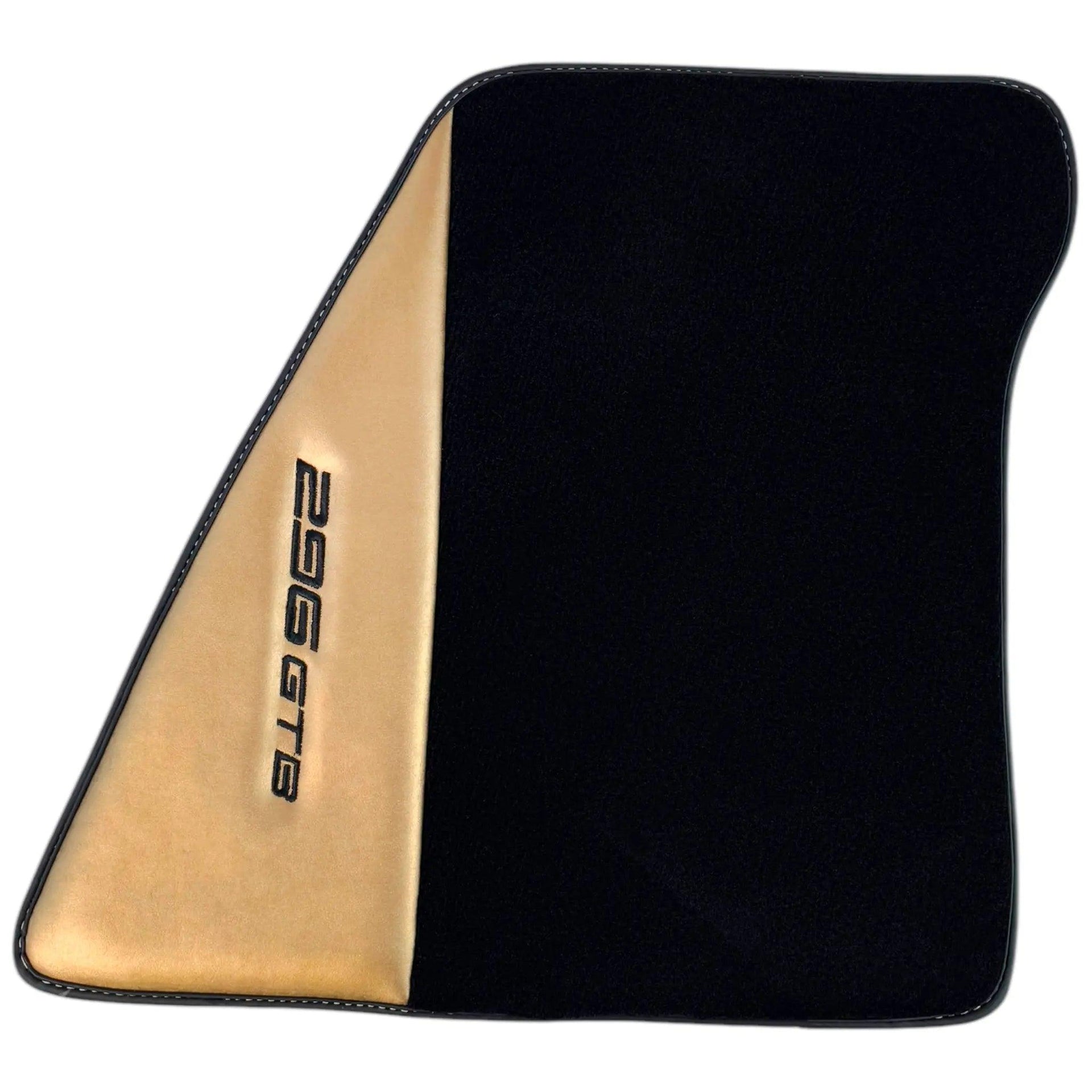 Black Floor Mats for Ferrari 296 GTB (2022-2024) with Gold Leather