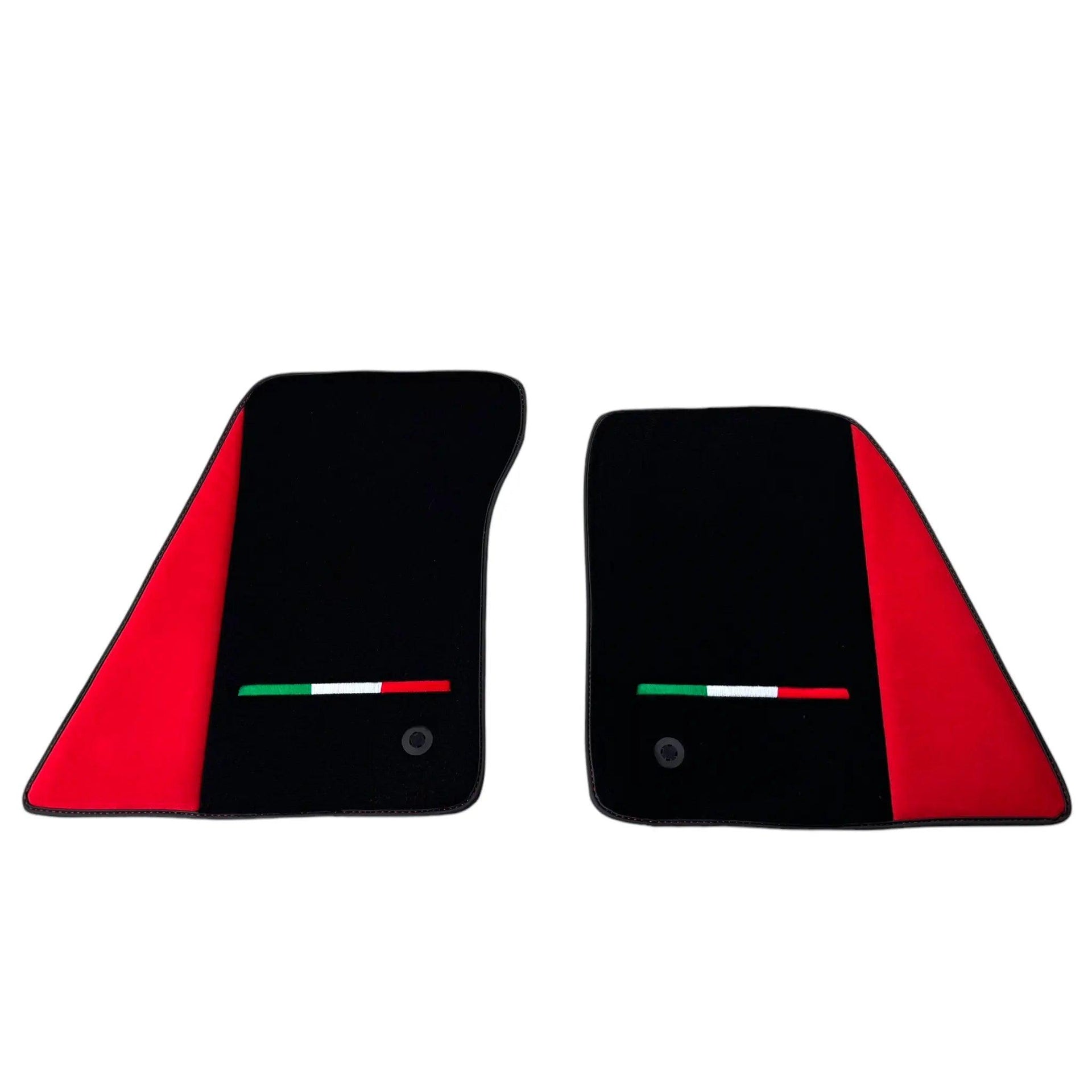 Black Floor Mats for Ferrari 296 GTB with Red Alcantara Borders | Italian Edition - AutoWin