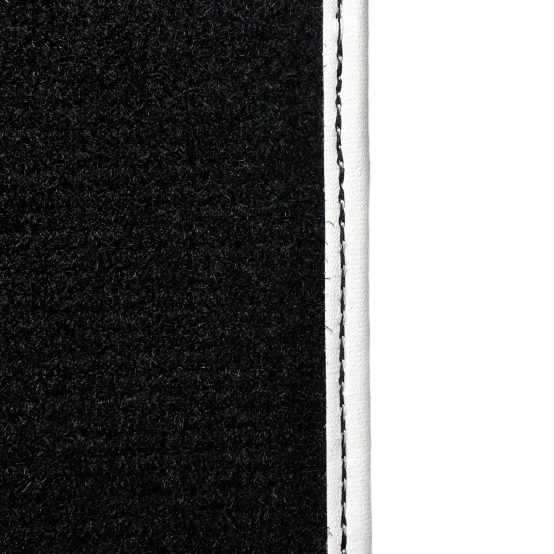 Black Floor Mats for Mini Cabrio F57 Convertible (2016-2023) with Leather | White Trim - AutoWin