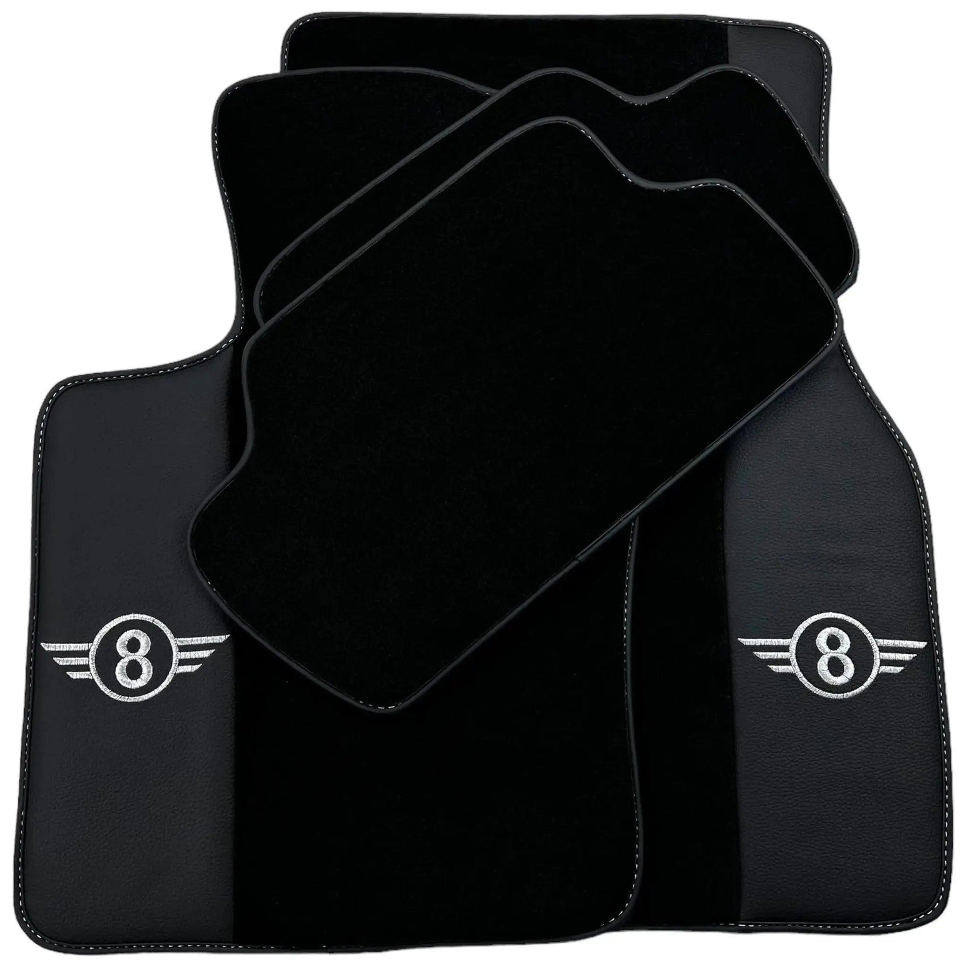 Black Floor Mats for Mini Cabrio R57 Convertible (2009-2016) with Leather - AutoWin