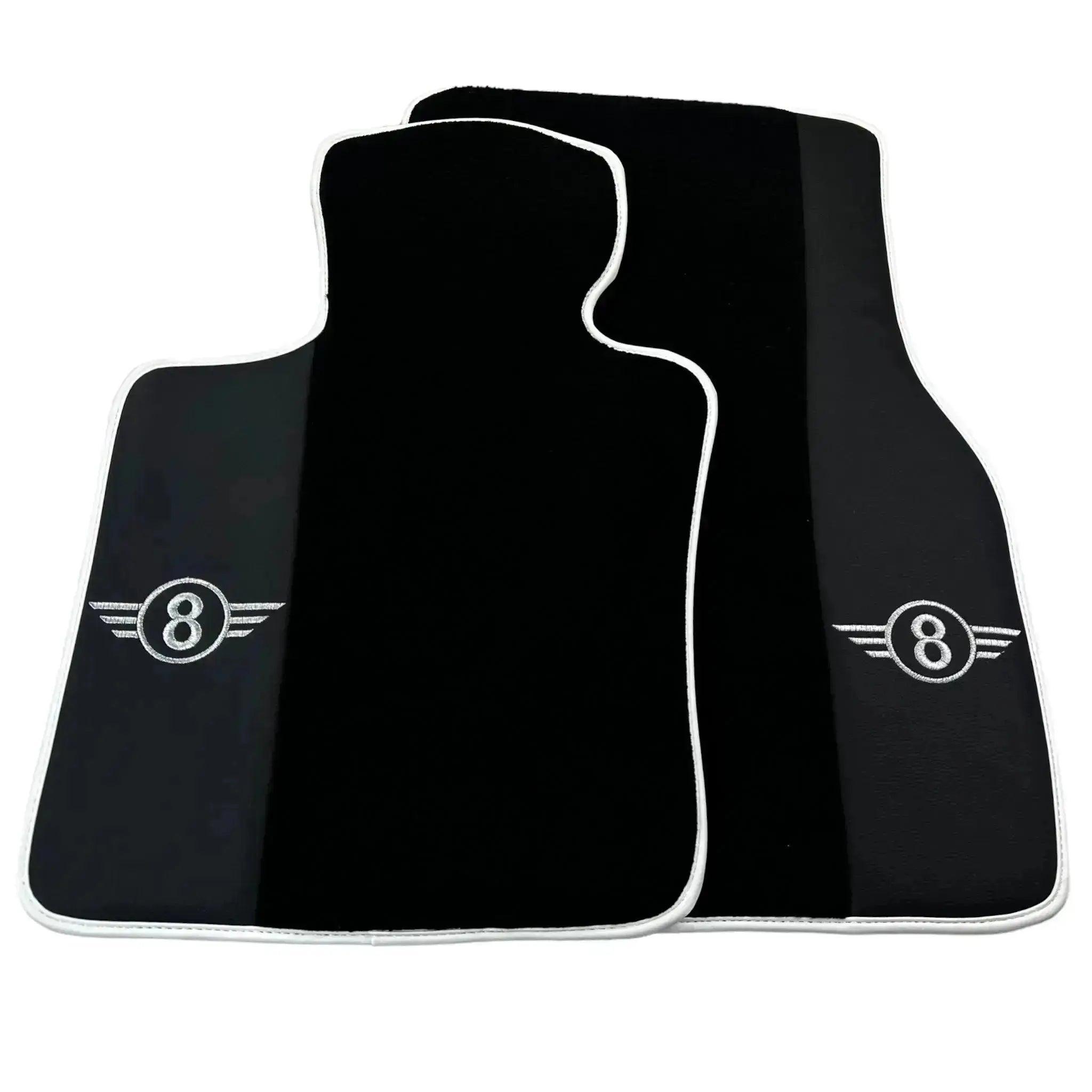 Black Floor Mats for Mini Clubman F54 (2019-2023) with Leather | White Trim - AutoWin