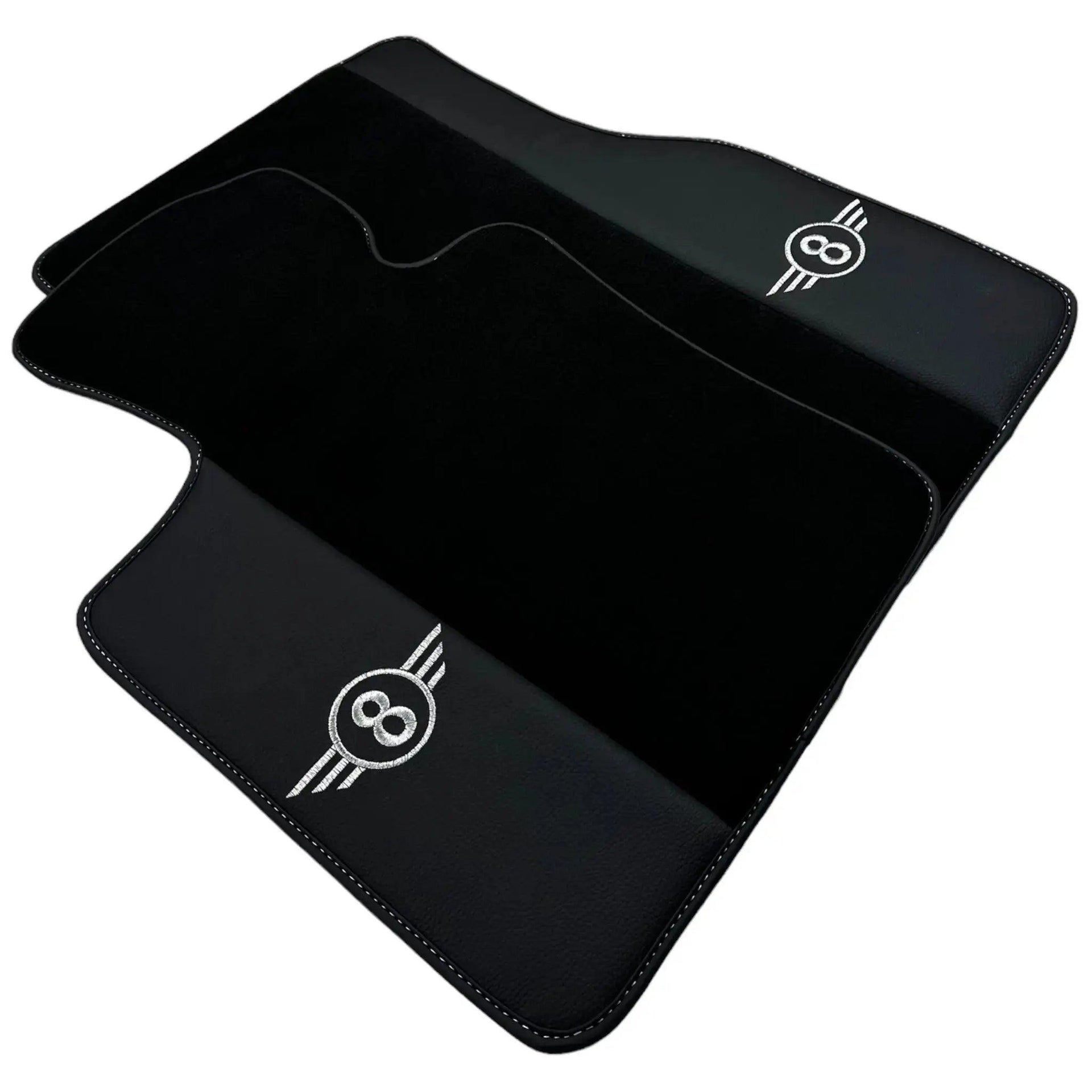Black Floor Mats for Mini Countryman F60 Hybrid (2020-2023) with Leather - AutoWin