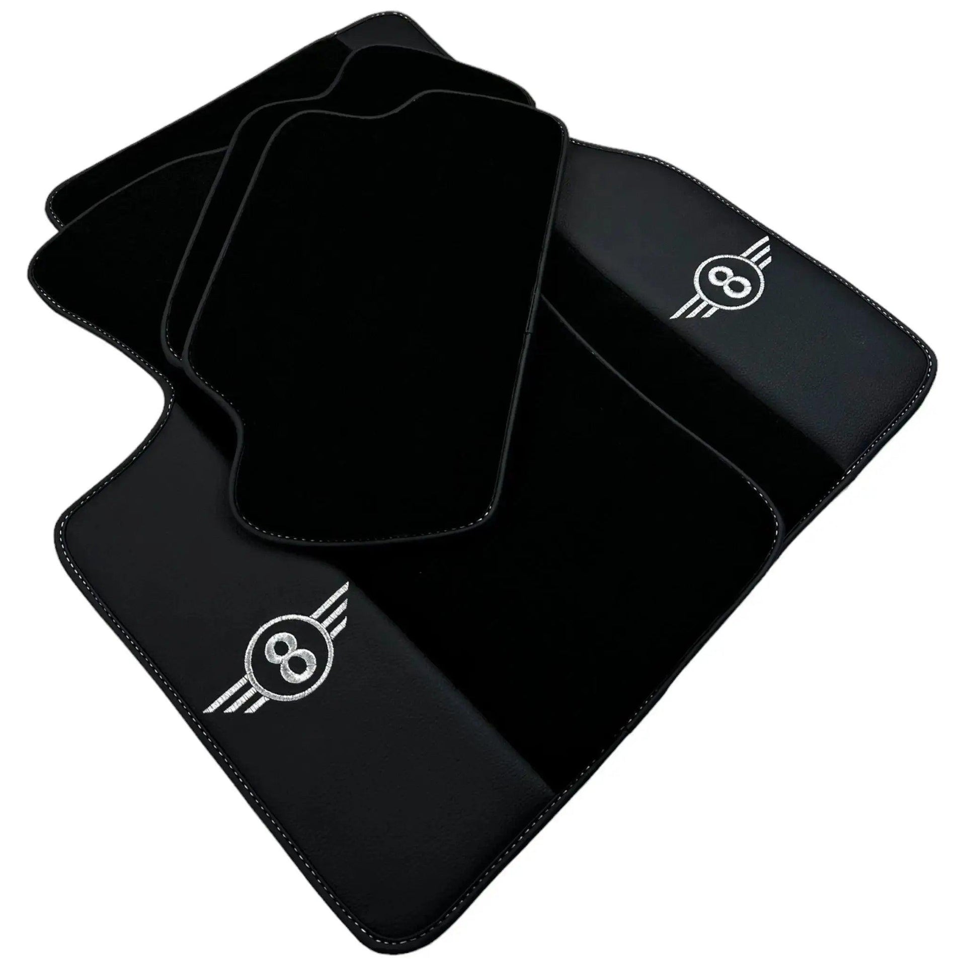 Black Floor Mats for Mini Countryman F60 (2017-2023) with Leather - AutoWin