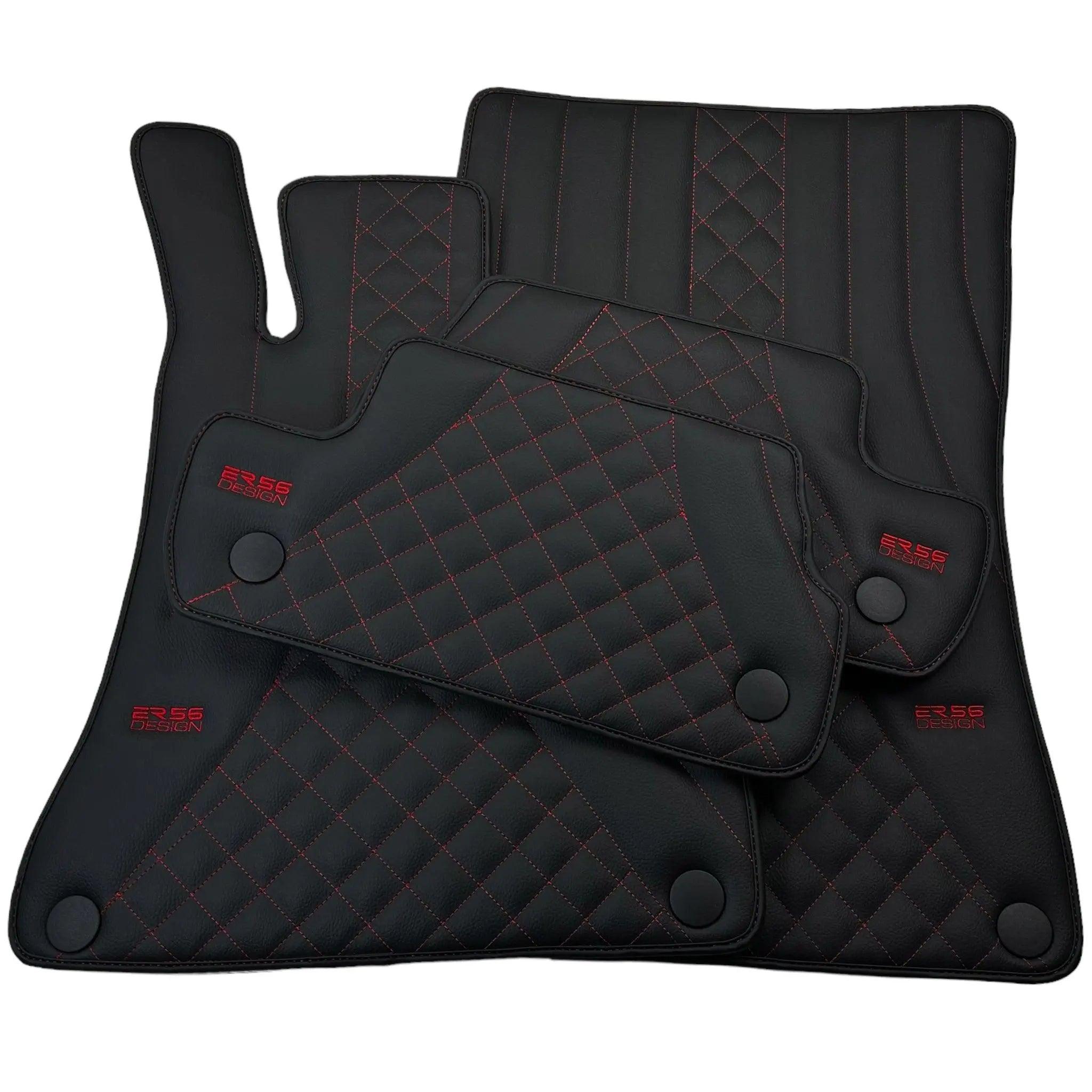 Black Leather Floor Mats For Mercedes Benz A-Class W168 (1997-2004) | ER56 Design - AutoWin