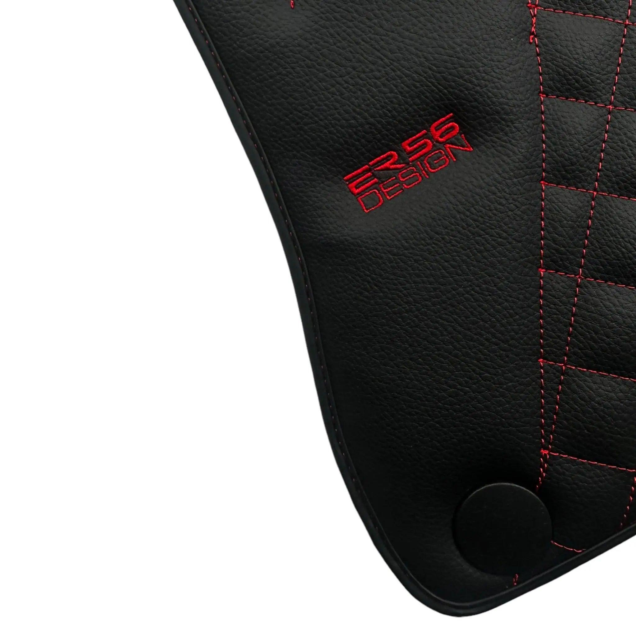 Black Leather Floor Mats For Mercedes Benz A-Class W176 (2012-2018) | ER56 Design - AutoWin