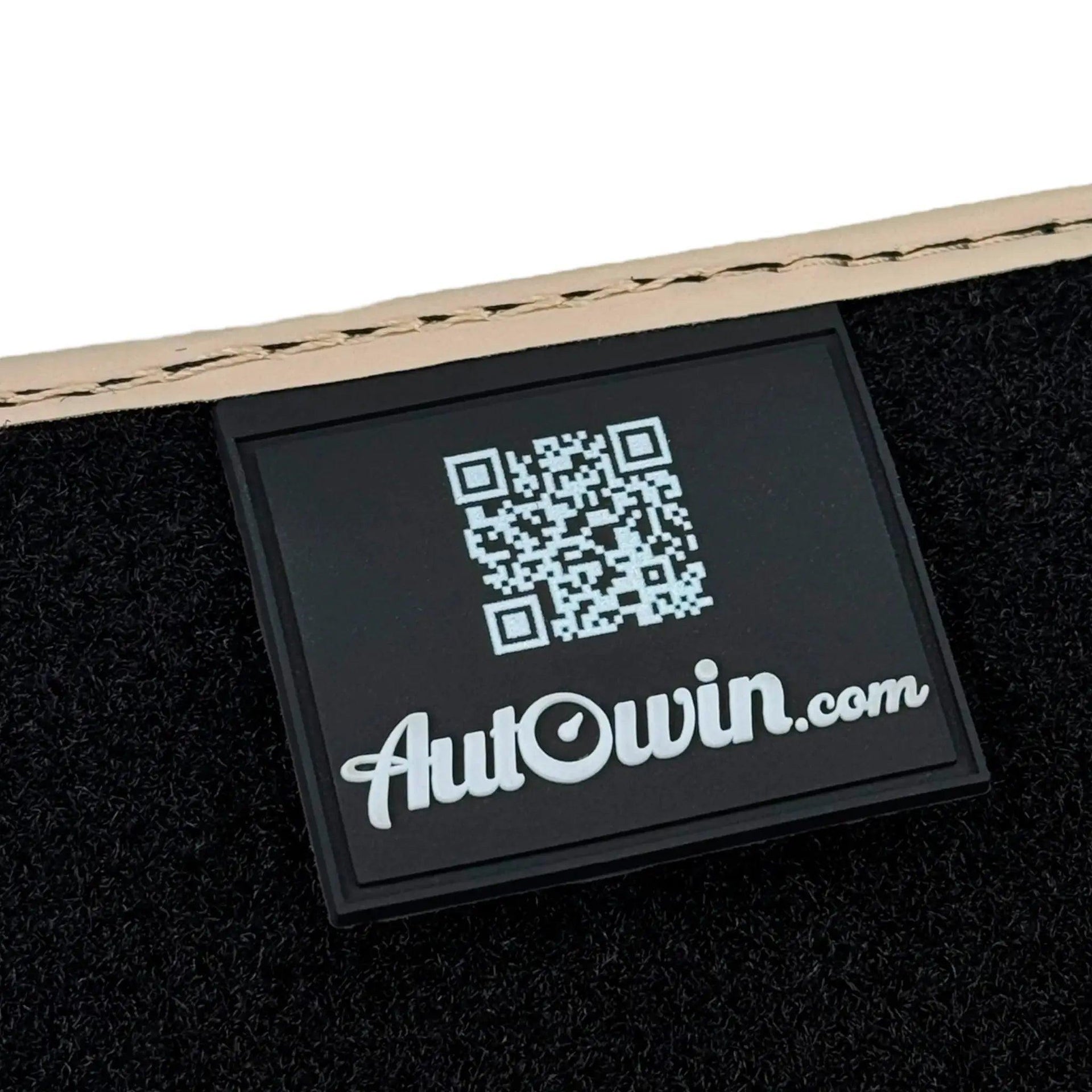 Black Stitched Leather Floor Mats with Logo for Maserati GranTurismo MC (2009-2010) | Beige Trim - AutoWin