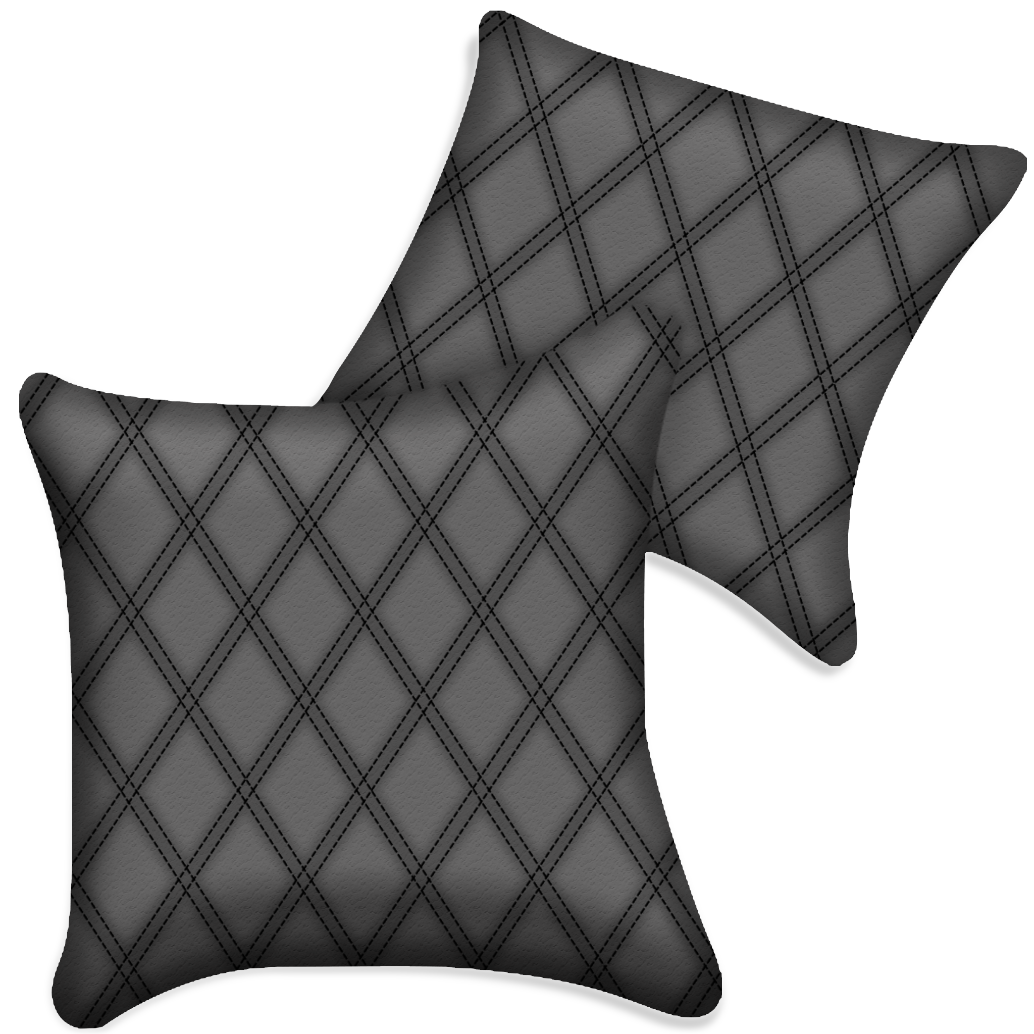 Customizable Gray Leather Pillows Set of 2 for All Vehicles | Double Diamond Pattern