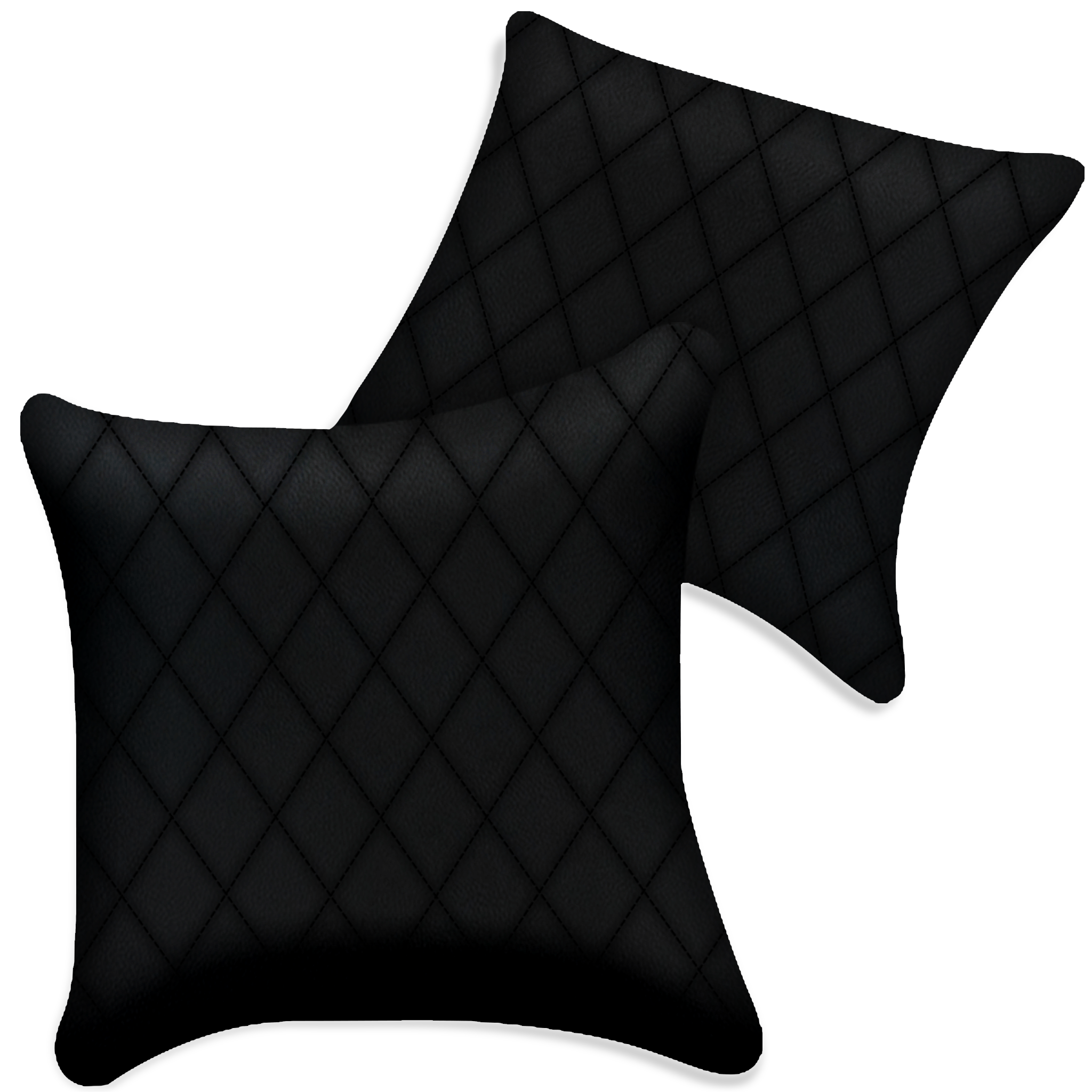 Customizable Black Leather Pillows Set of 2 for All Vehicles | Single Diamond Pattern