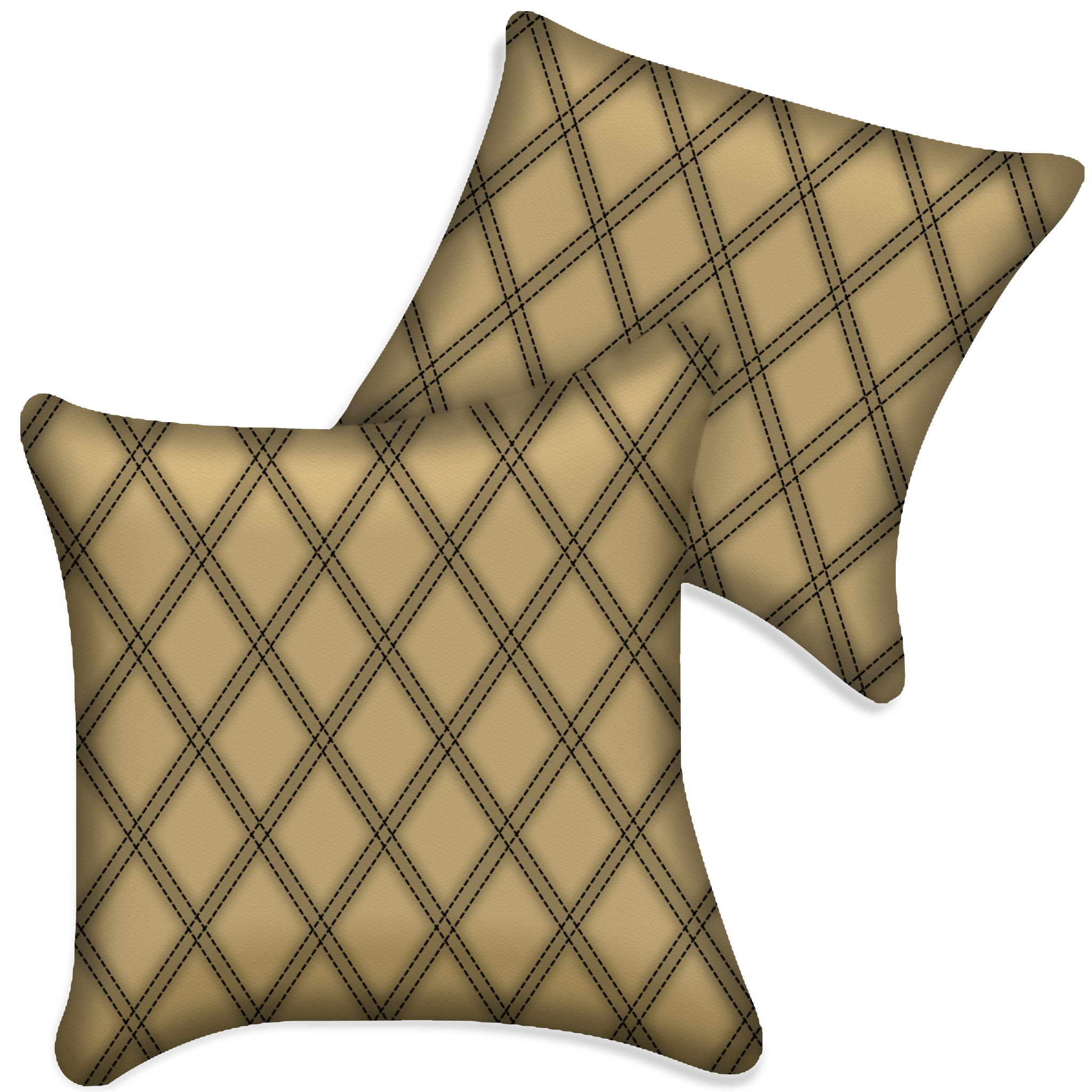 Customizable Beige Leather Pillows Set of 2 for All Vehicles | Double Diamond Pattern