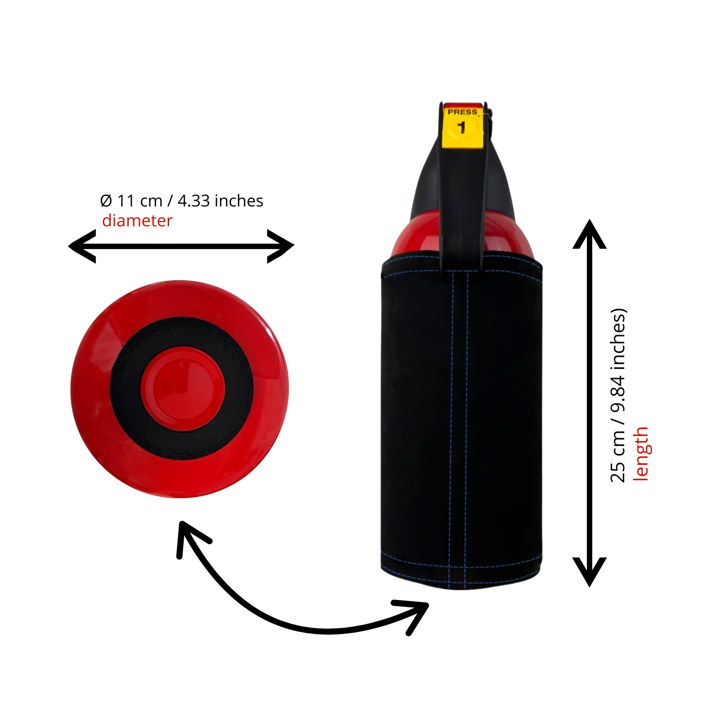 Fire Extinguisher Cover for Supercars – Black Alcantara with Various Color Stitching