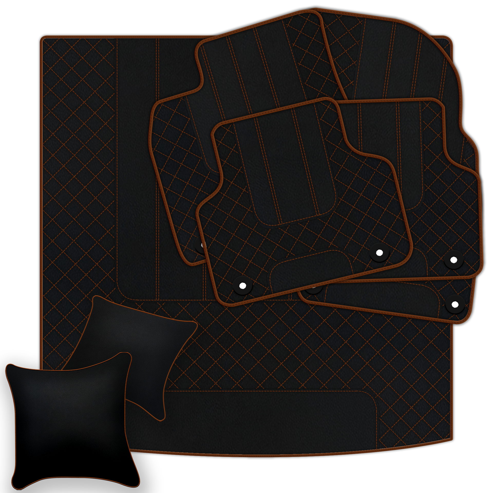 Premium Black Leather Floor Mats for Rolls Royce Shadow (1965-1977)