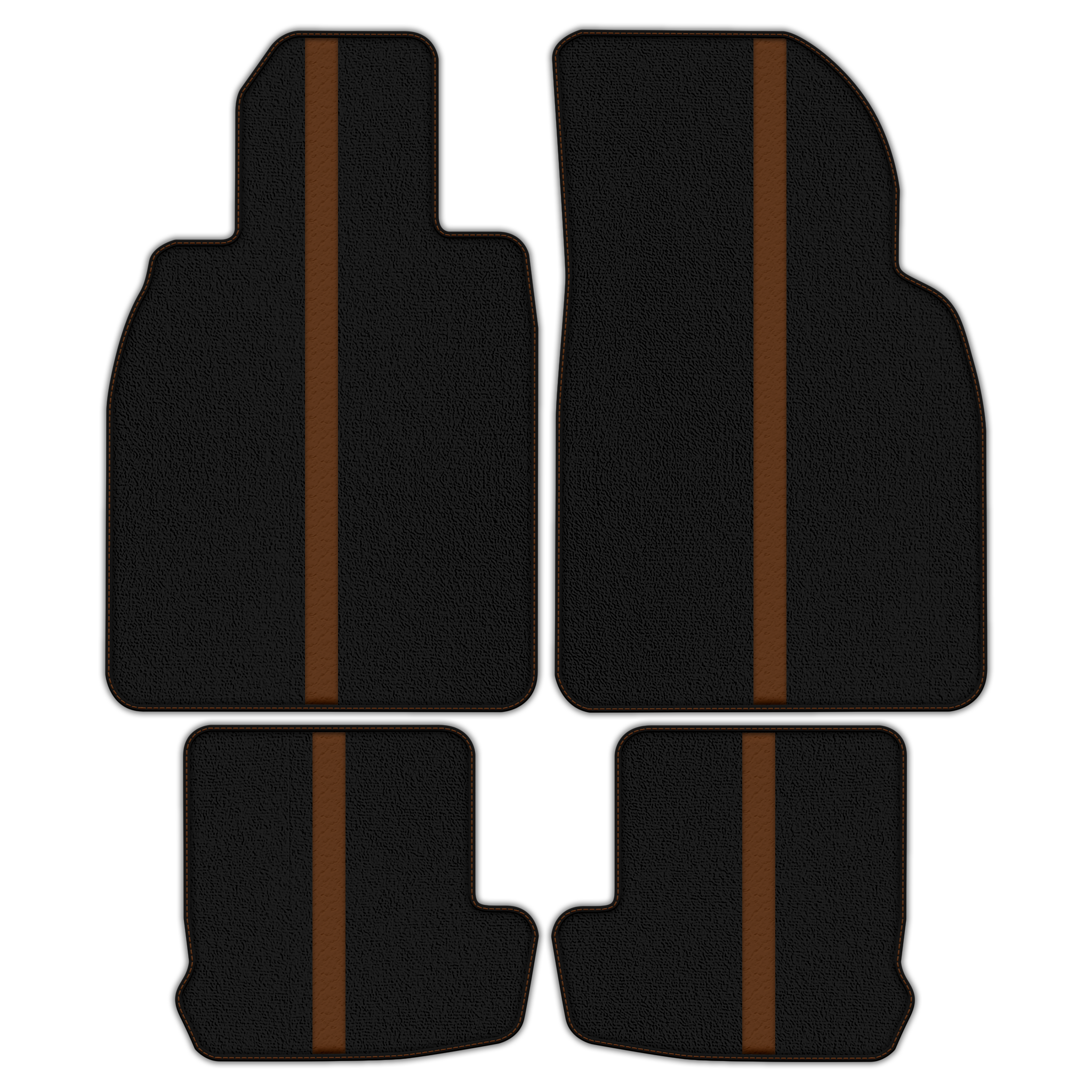 Black Floor Mats with Leather Line for Porsche Classic 911 - 991 (2012-2019) - Various Colors