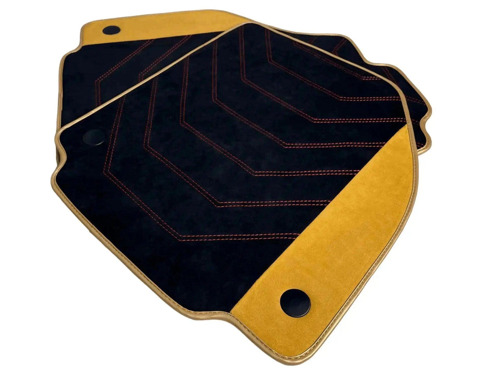 Customizable Black Floor Mats for Ferrari 458 Spider (2012-2015) with Tan Alcantara Leather - AutoWin
