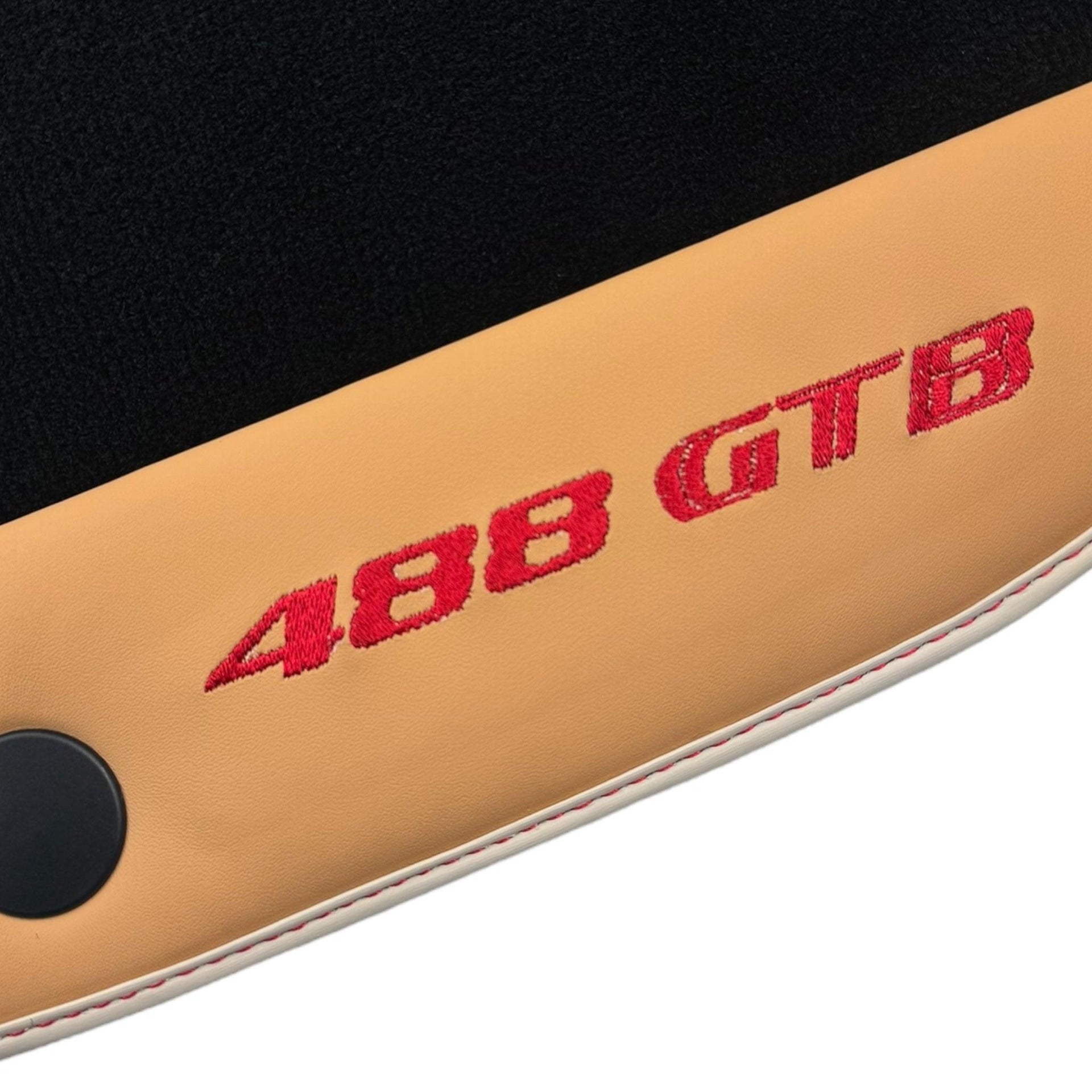 Black Floor Mats For Ferrari 488 GTB (2015-2022) with Beige Nappa Leather - AutoWin