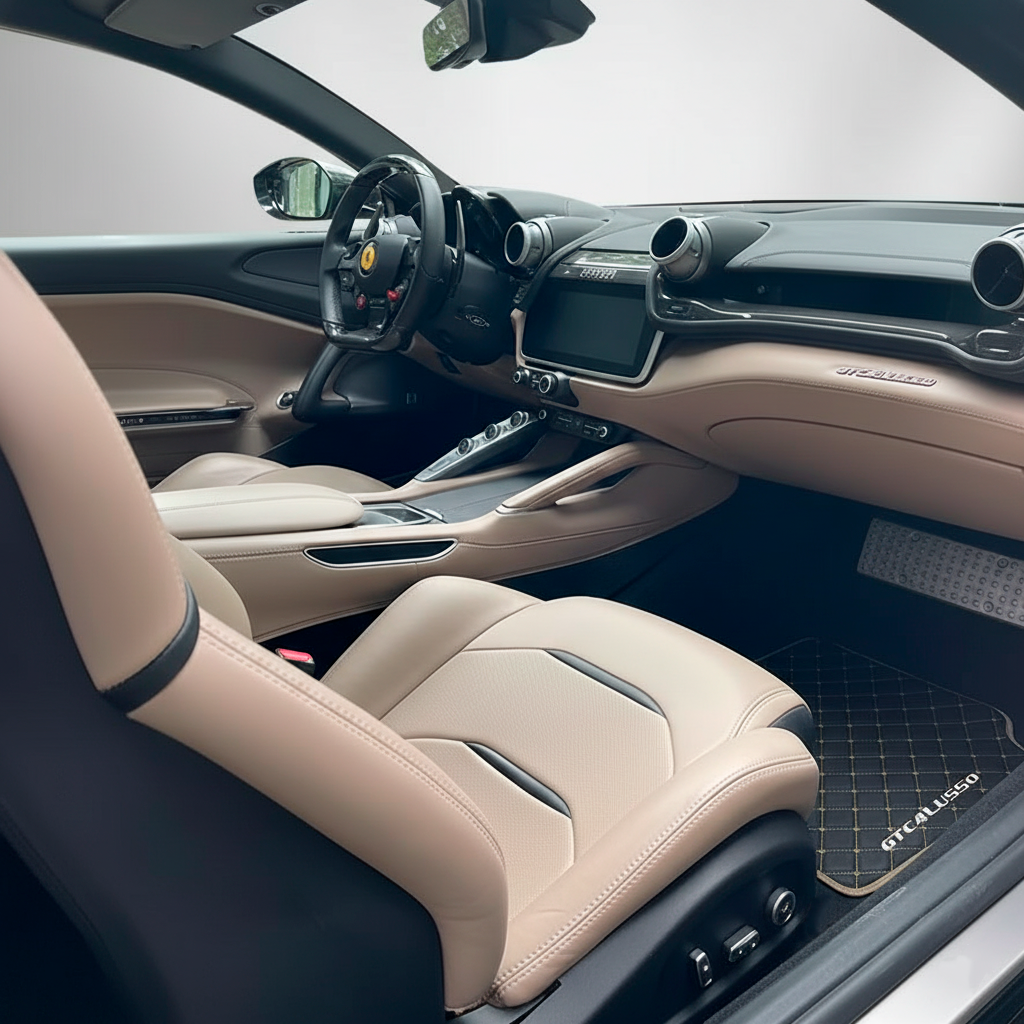 Dark Blue Floor Mats For Ferrari GTC4 Lusso (2016-2023) Italian Edition - AutoWin