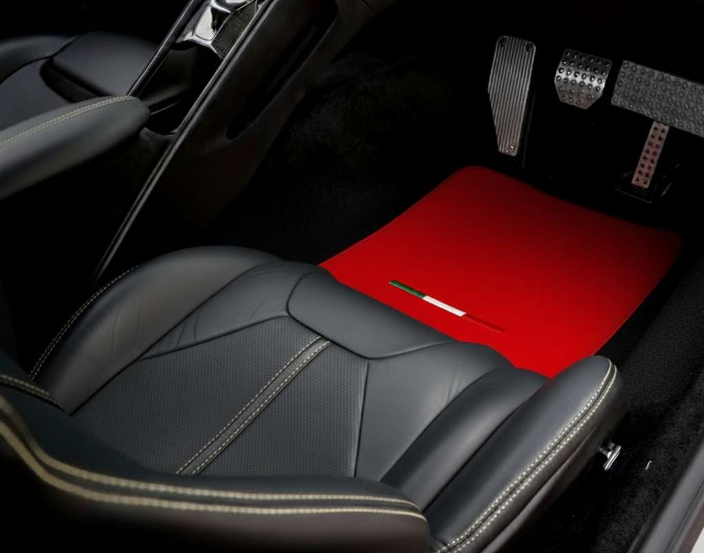 Red Floor Mats For Ferrari Roma (2021-2024) Italian Edition - AutoWin