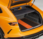 Orange Stitching Black Leather Floor Mats for Lamborghini Urus with Interlaced Hex | Full Set Option