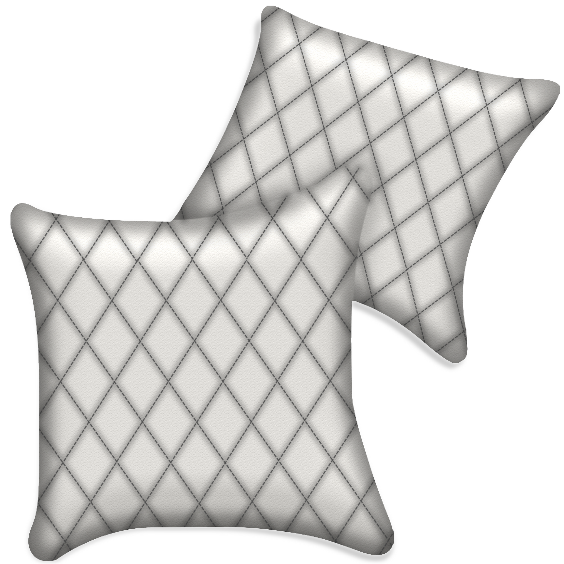 Customizable White Leather Pillows Set of 2 for All Vehicles | Single Diamond Pattern