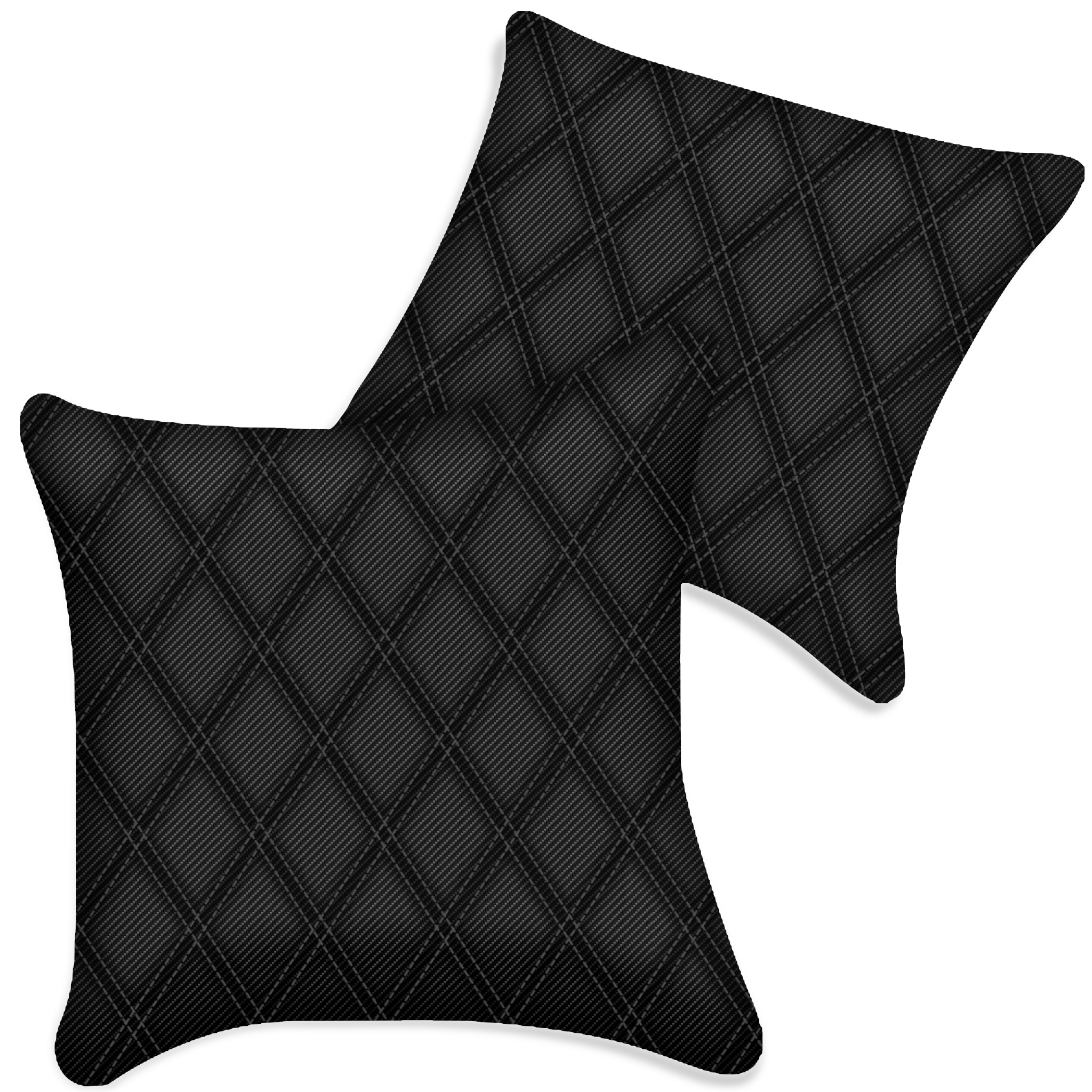 Customizable Black Carbon Fiber Pillows Set of 2 for All Vehicles | Double Diamond Pattern