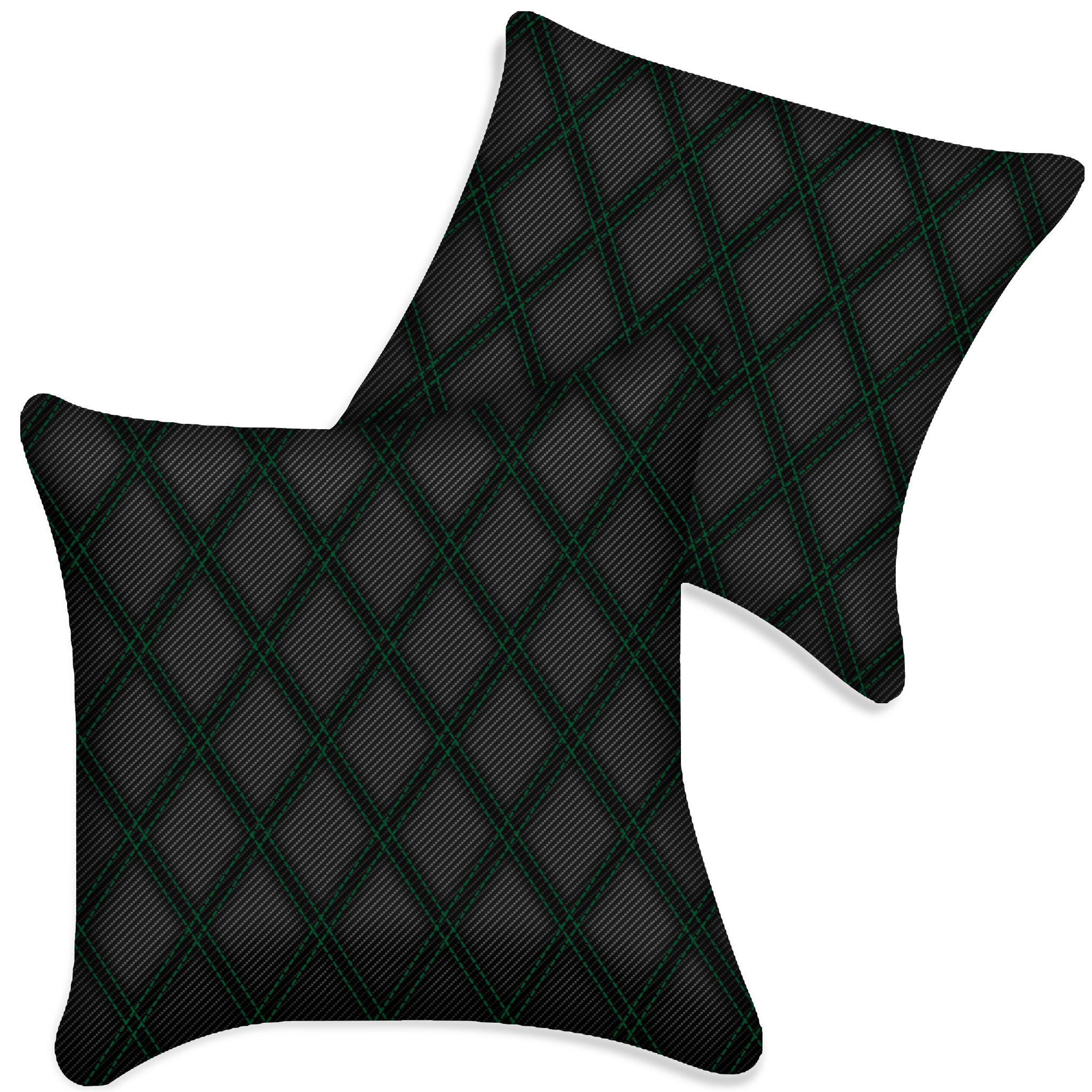 Customizable Black Carbon Fiber Pillows Set of 2 for All Vehicles | Double Diamond Pattern
