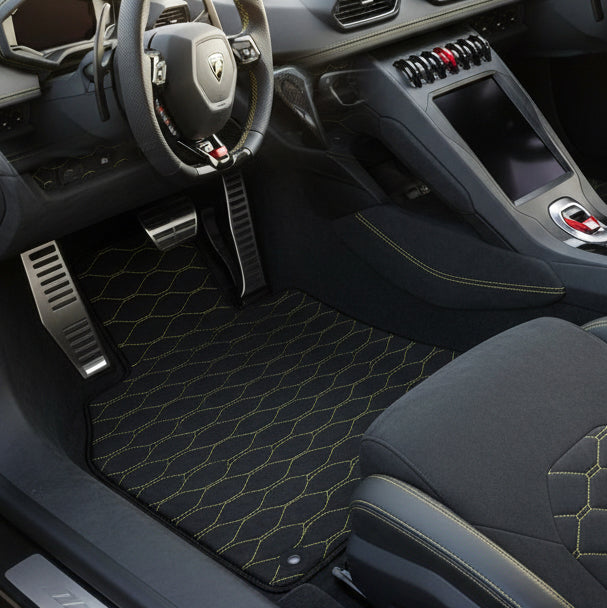 Customizable Leather Floor Mats with Symmetrical Hex Pattern for Lamborghini Huracan Tecnica (2022-2024) - AutoWin
