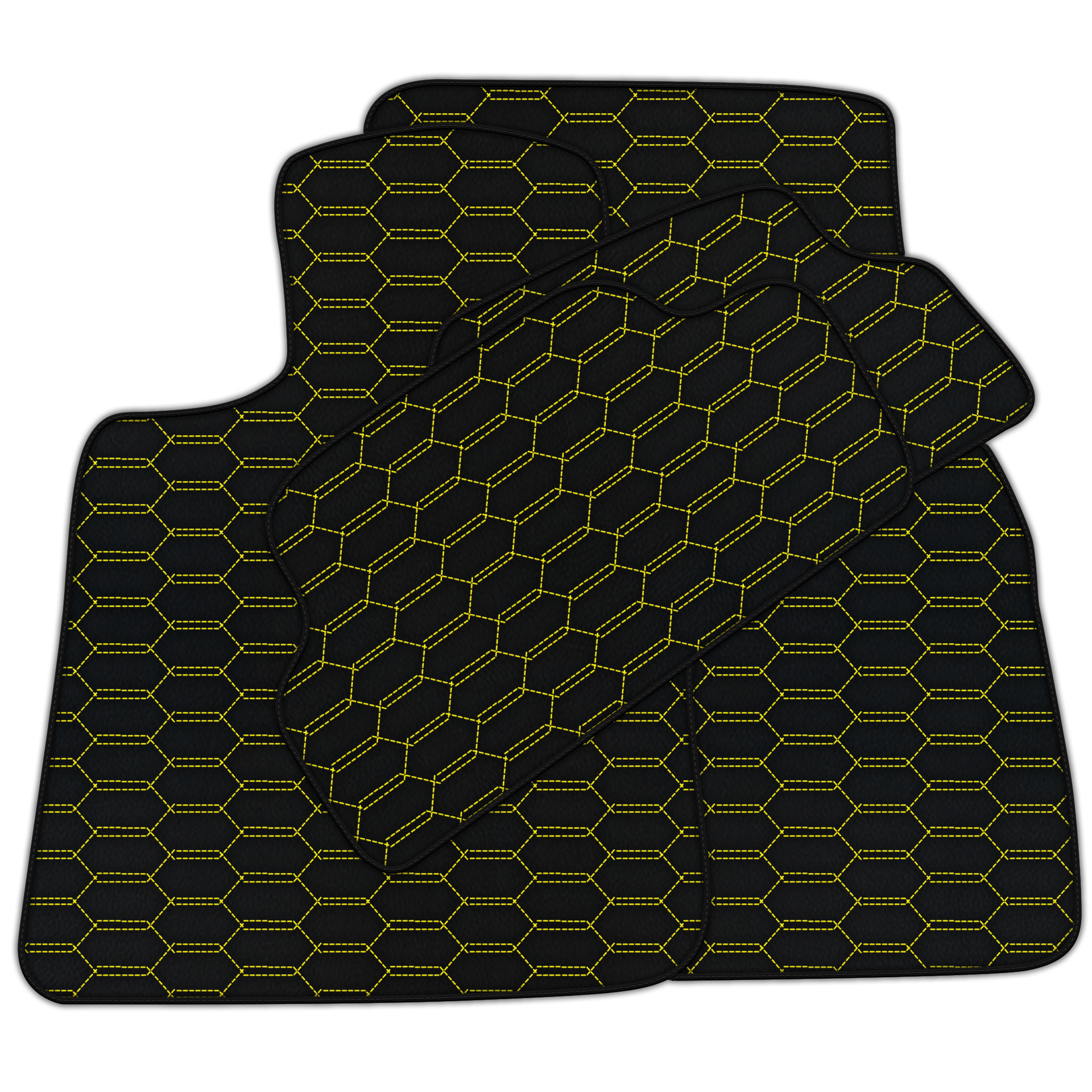 Customizable Leather Floor Mats with Interlaced Hex Pattern for Mini Cabrio F57 Convertible (2016-2023)