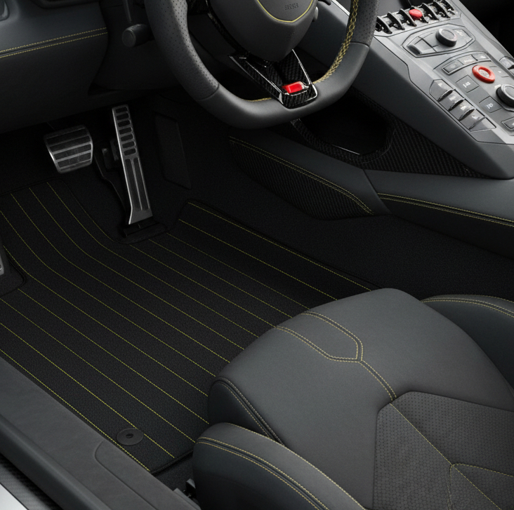 Customizable Leather Floor Mats with Symmetrical Hex Pattern for Lamborghini Aventador SV (2012-2022) - AutoWin