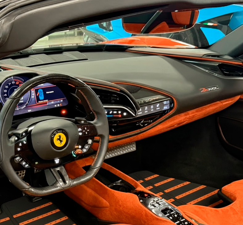 Leather Floor Mats with Daytona Design for Ferrari SF90 Stradale (2019-2024) - AutoWin