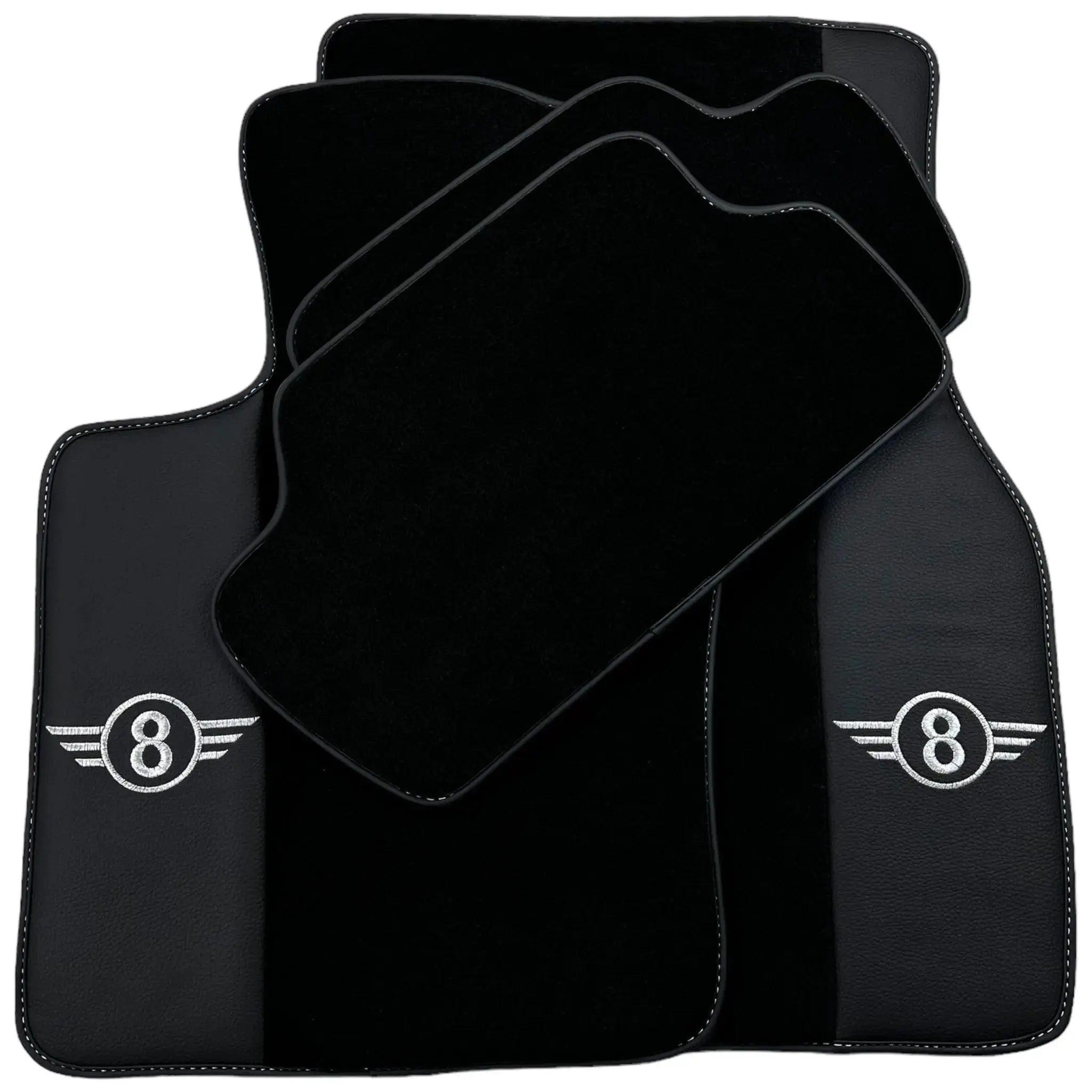Black Floor Mats for Mini Cooper / One Electric (2020-2023) with Leather - AutoWin