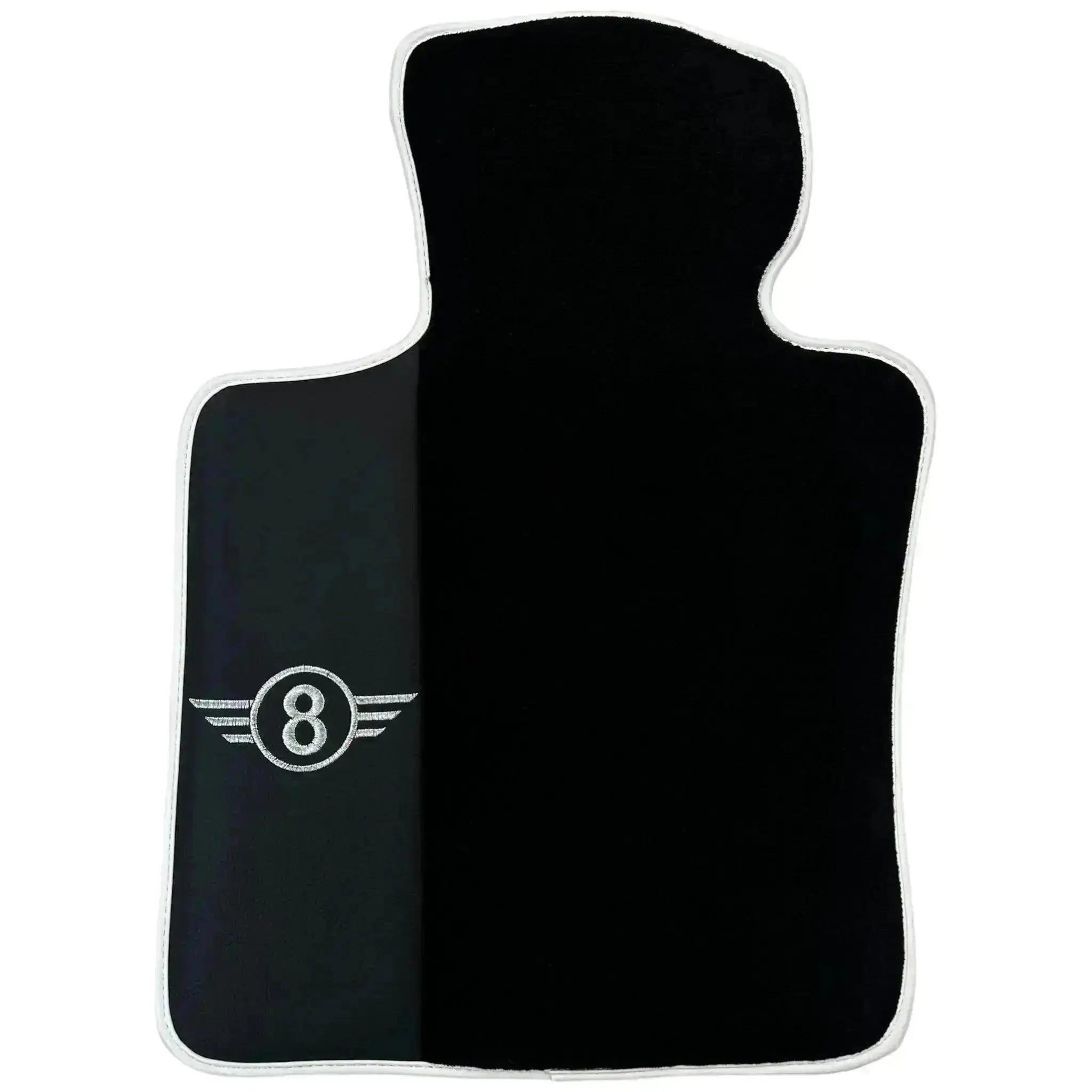 Black Floor Mats for Mini Cooper / One F55 5-Doors (2015-2023) with Leather | White Trim - AutoWin