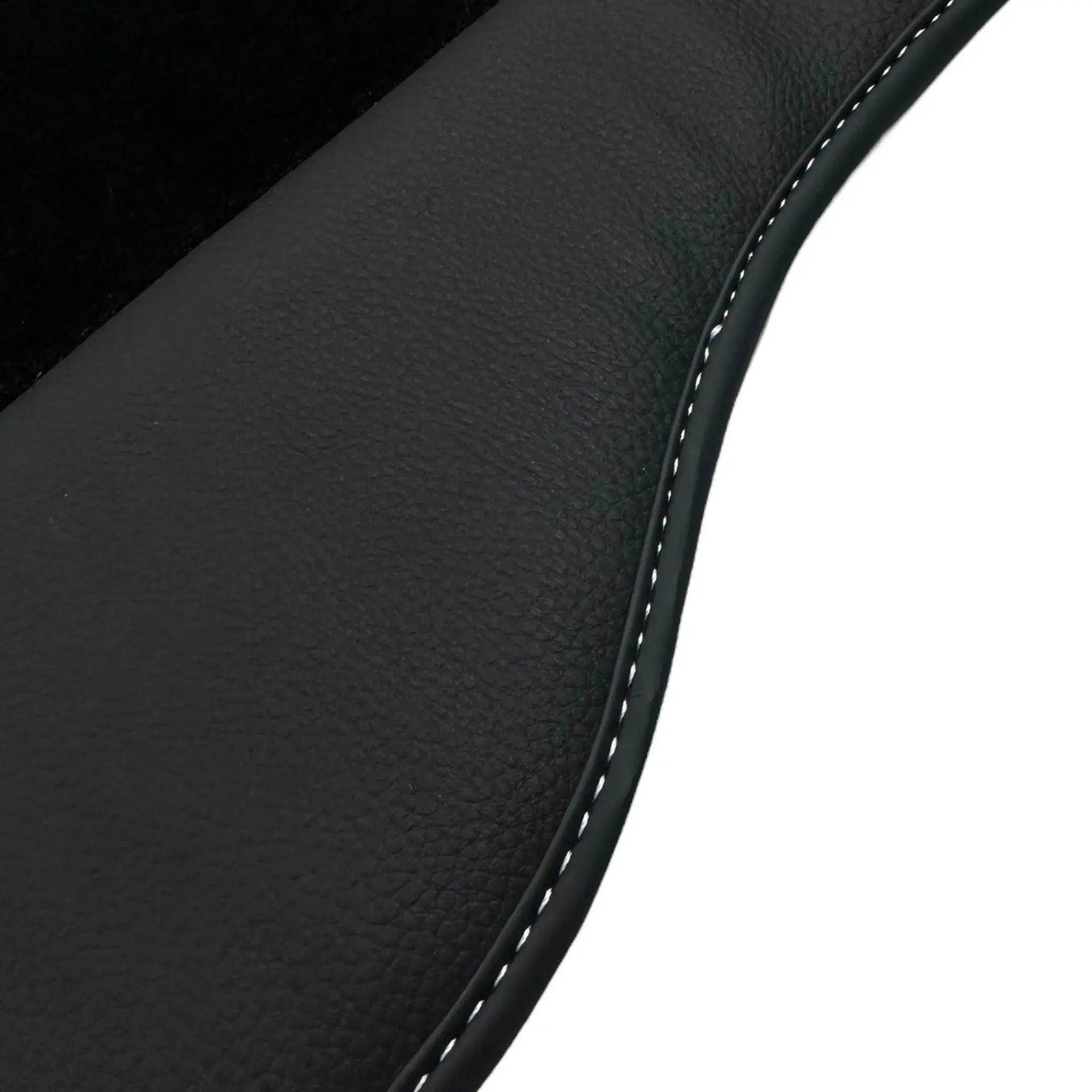 Black Floor Mats for Mini Cooper / One F55 5-doors (2015-2023) with Leather - AutoWin