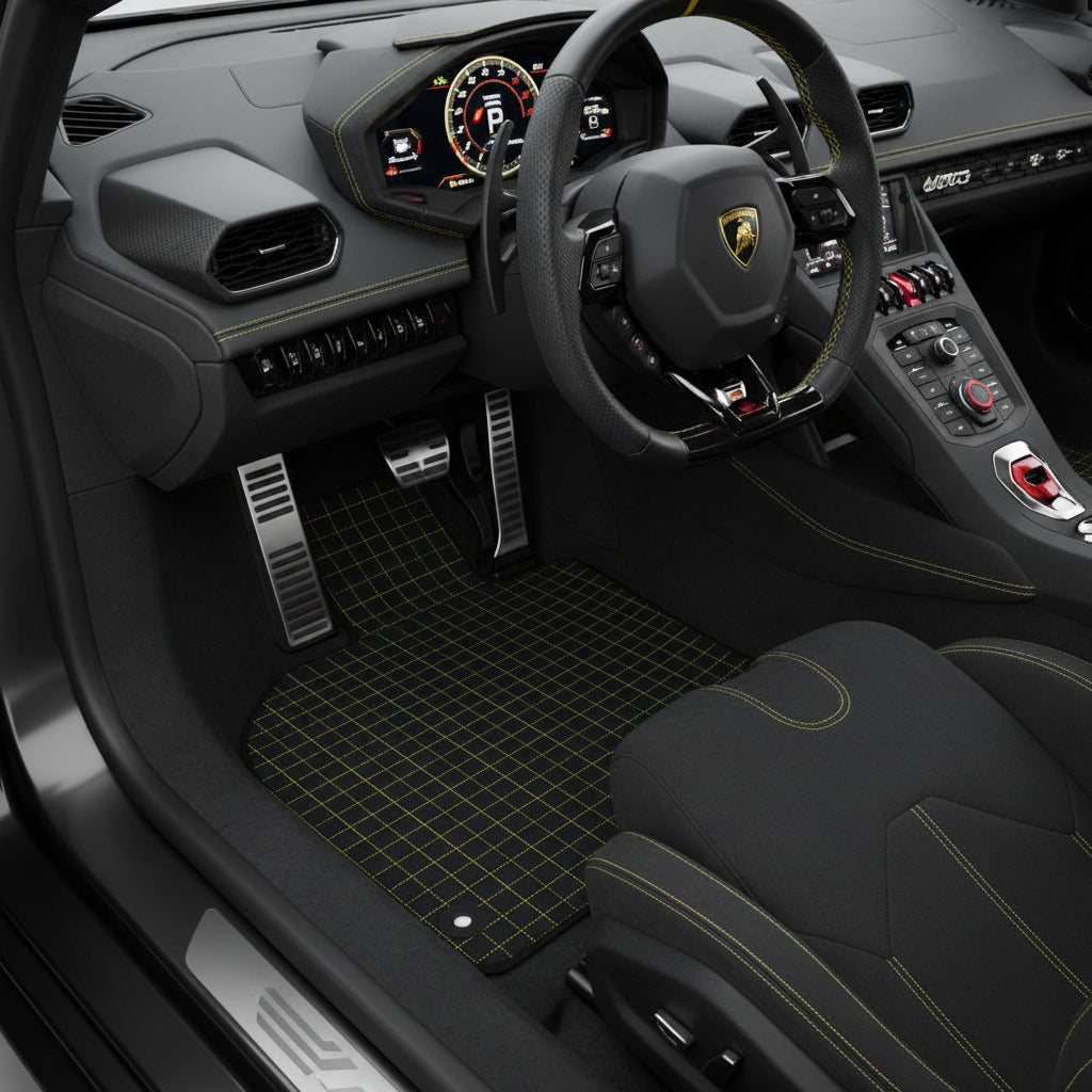 Customizable Leather Floor Mats with ER56 Pattern for Lamborghini Huracan Sterrato (2023-2024) - AutoWin