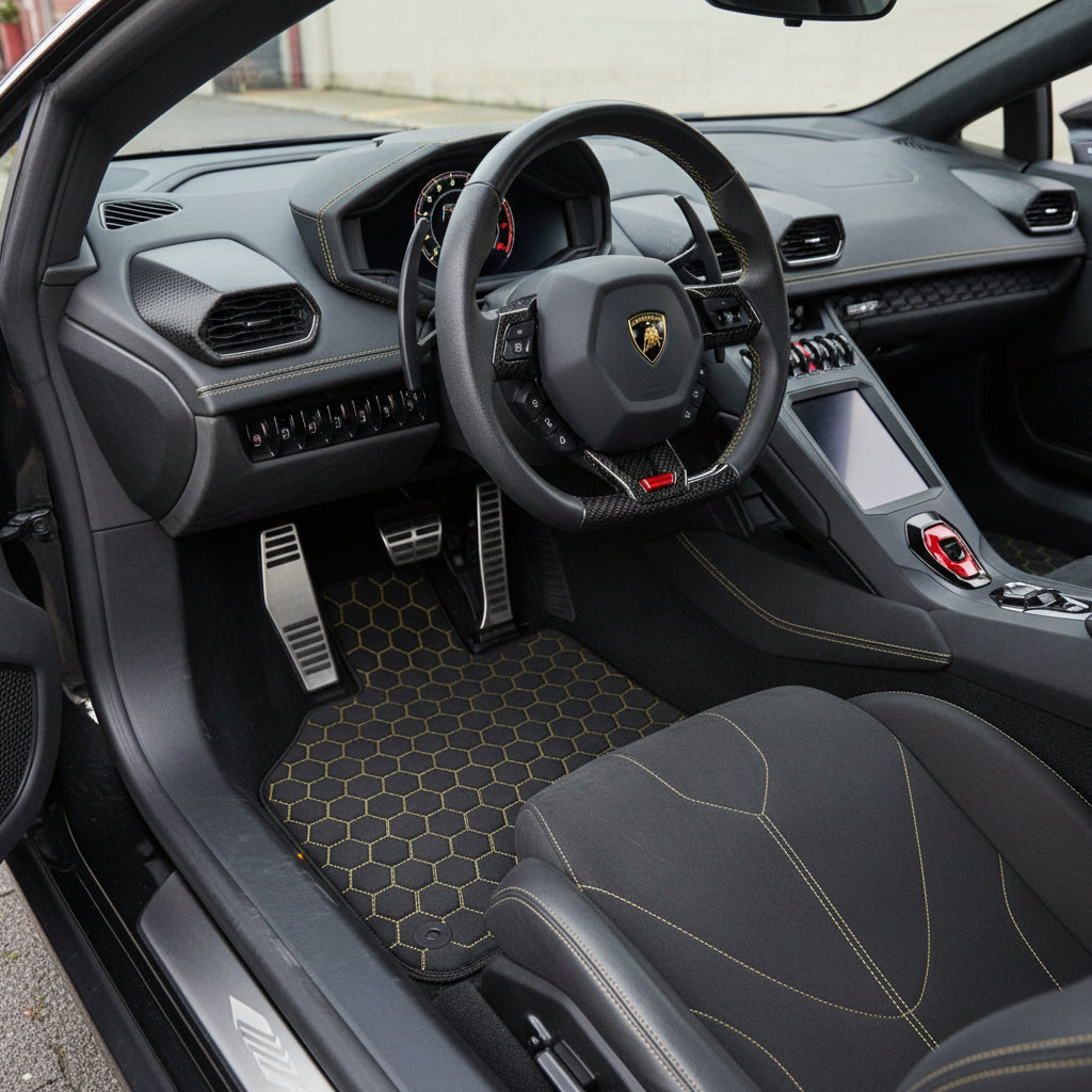Customizable Leather Floor Mats with ER56 Pattern for Lamborghini Huracan Performante (2017-2019) - AutoWin