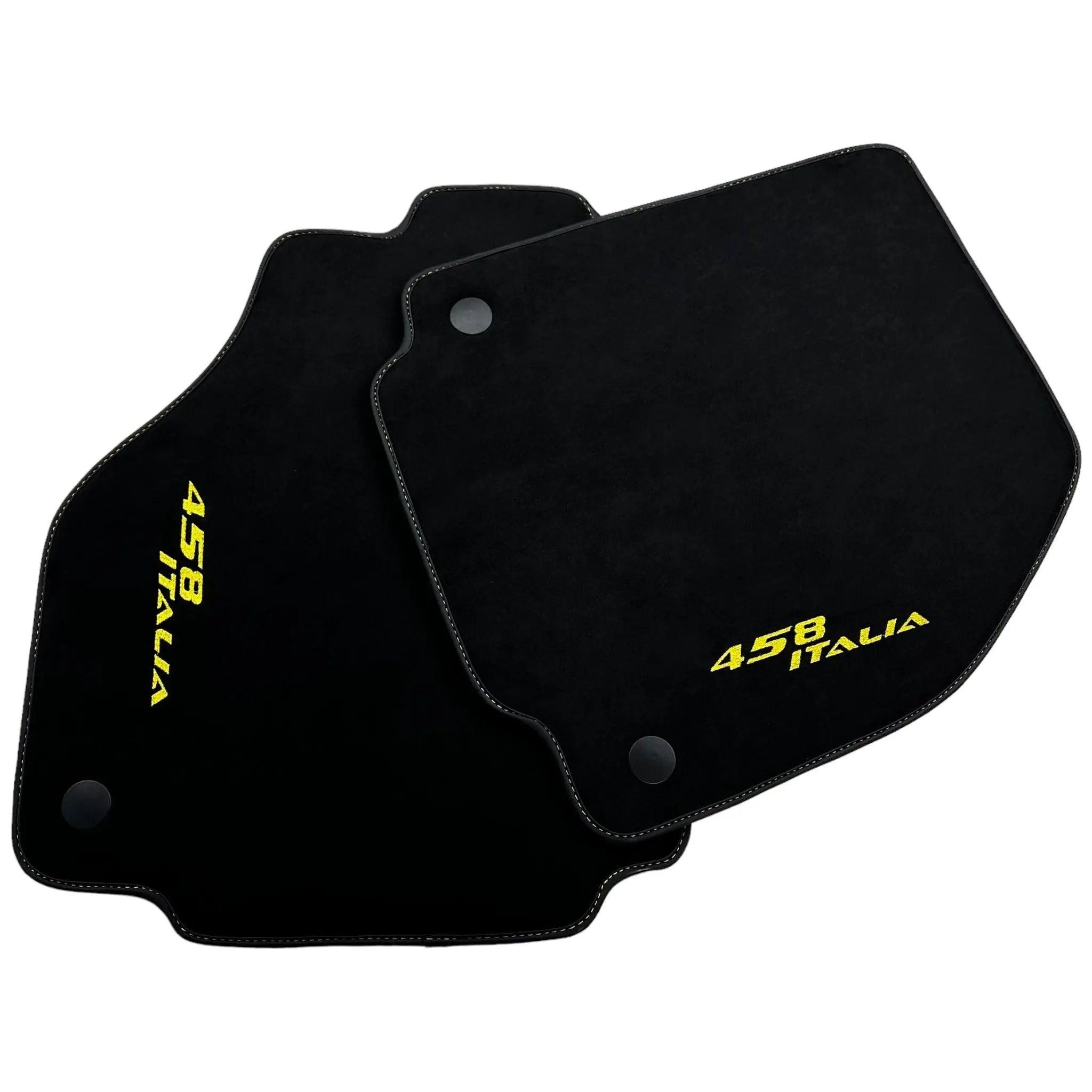 Alcantara Black Floor Mats For Ferrari 458 Italia (2009-2015) Yellow - AutoWin