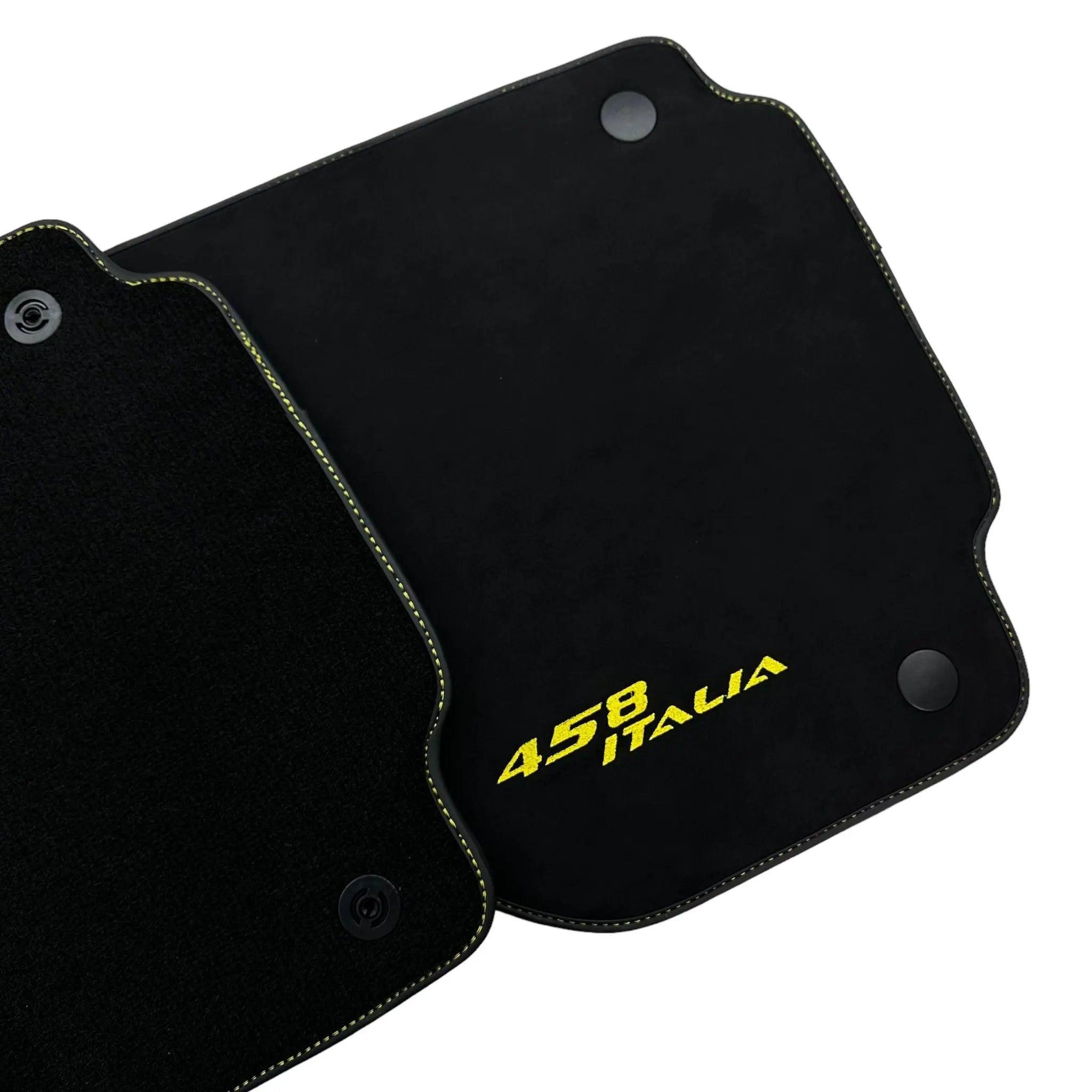Alcantara Black Floor Mats For Ferrari 458 Italia (2009-2015) Yellow - AutoWin