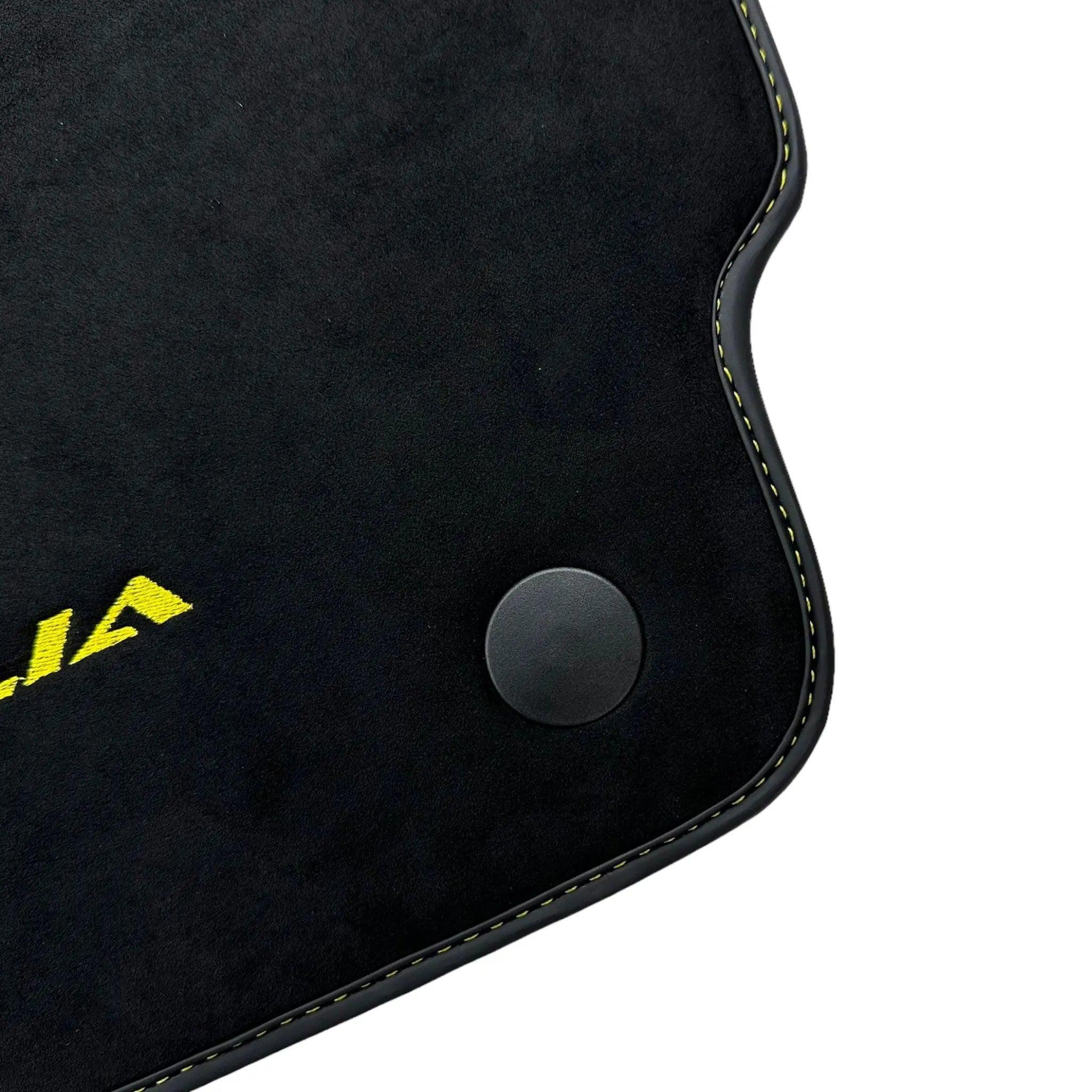 Alcantara Black Floor Mats For Ferrari 458 Italia (2009-2015) Yellow - AutoWin