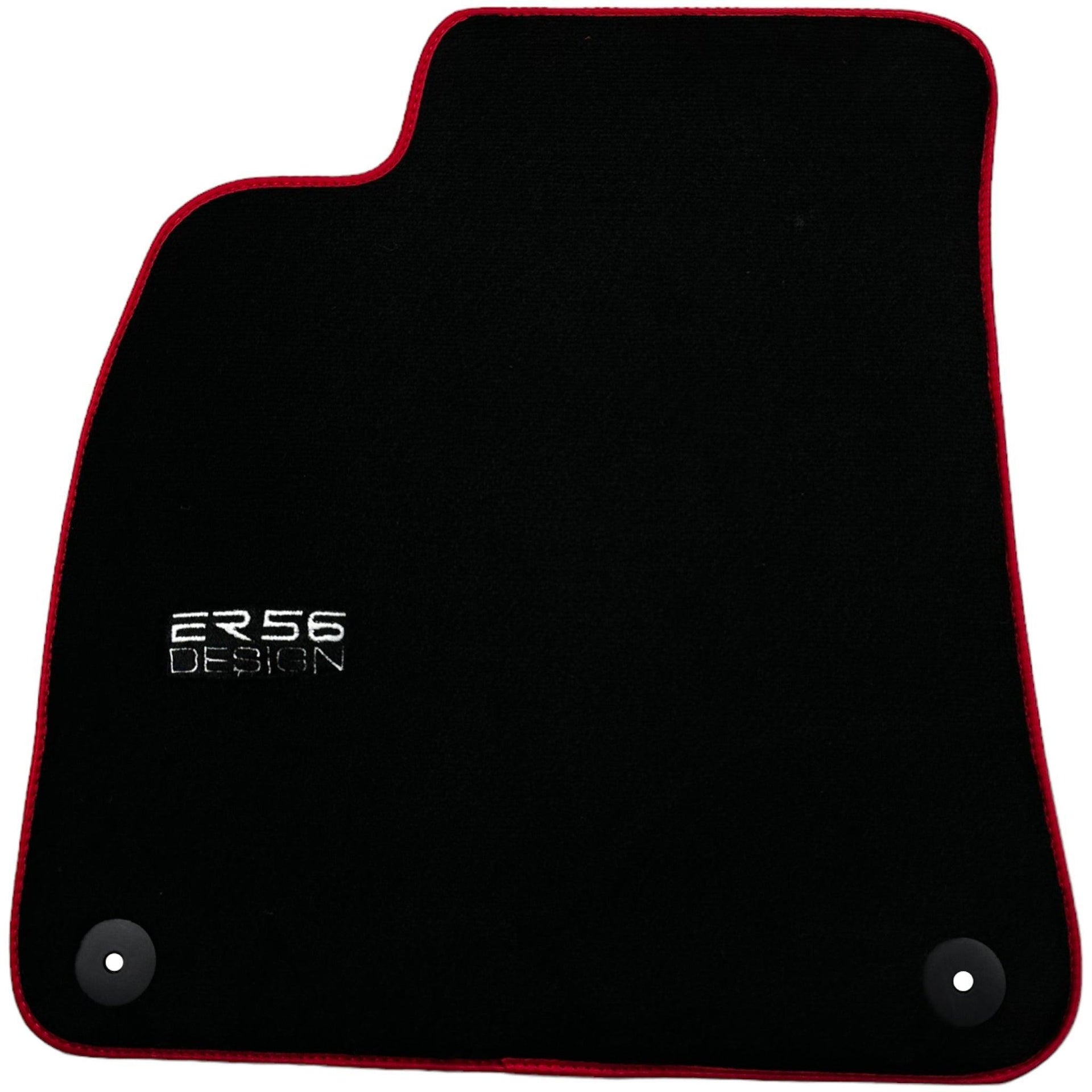 Black Floor Mats For Audi A6 - C8 Sedan (2018-2023) ER56 Design with Red Trim - AutoWin